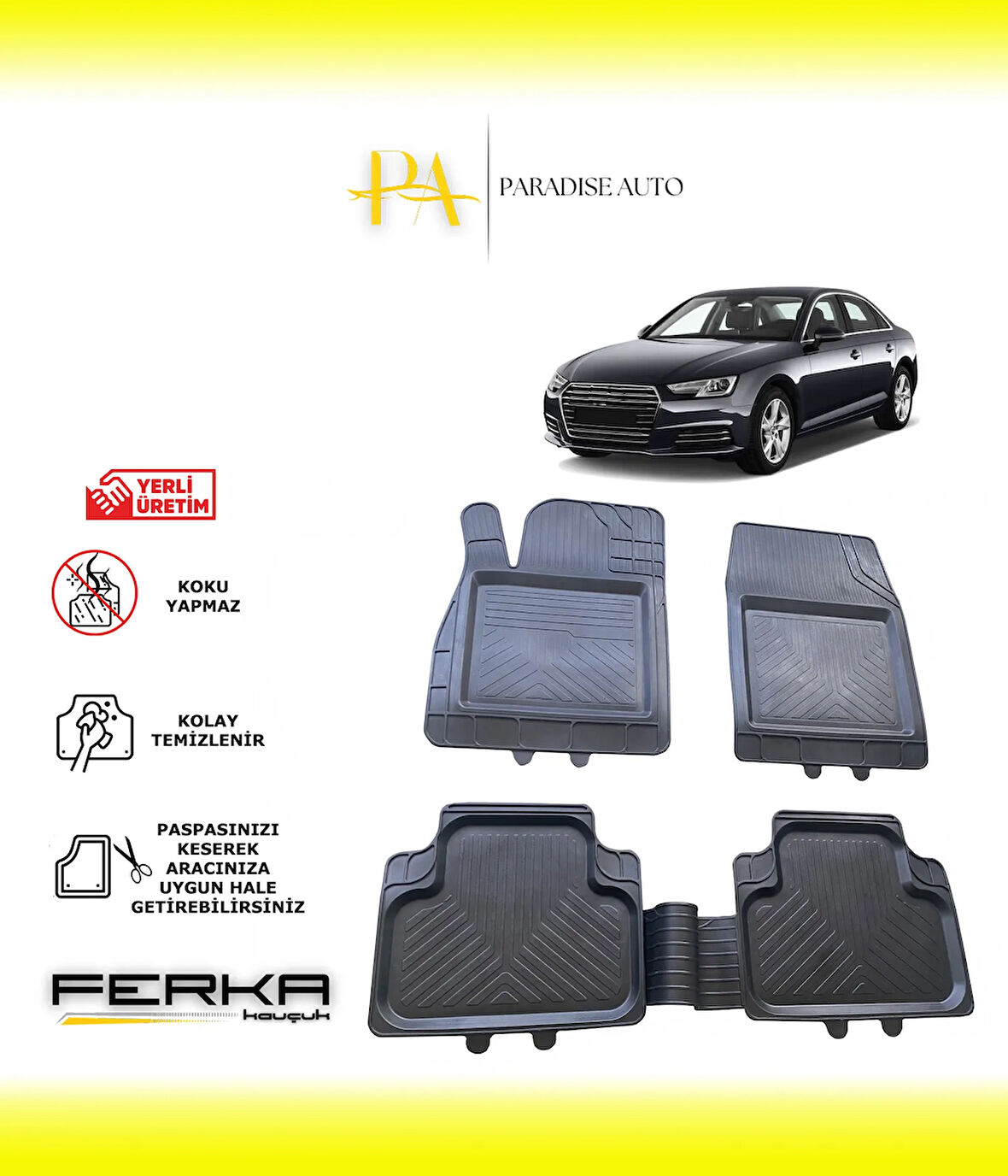 Audi A4 2016-2019 Uyarlanabilir Universal Havuzlu Paspas