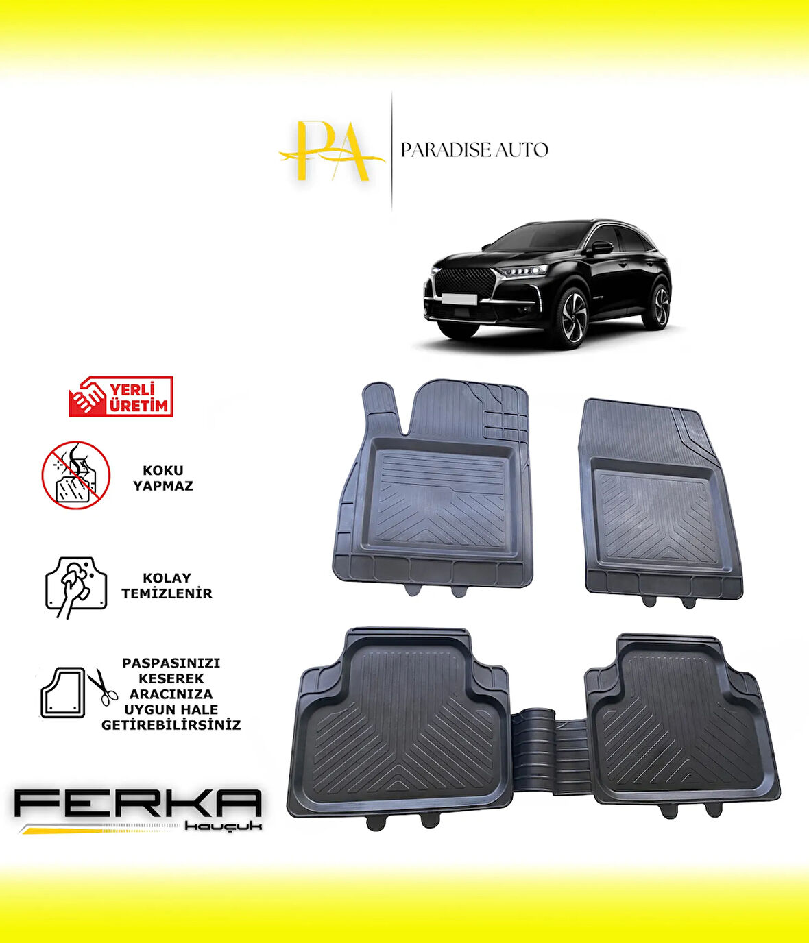 DS DS7 Crossback 2017 ve Üstü Uyarlanabilir Universal Havuzlu Paspas