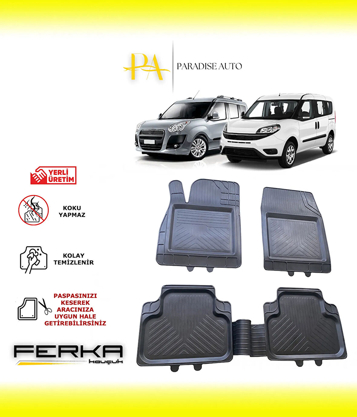 Fiat Doblo 2010-2019 Uyarlanabilir Universal Havuzlu Paspas