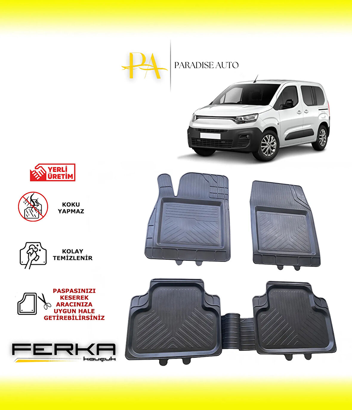 Fiat Doblo 2022 ve Üstü Uyarlanabilir Universal Havuzlu Paspas