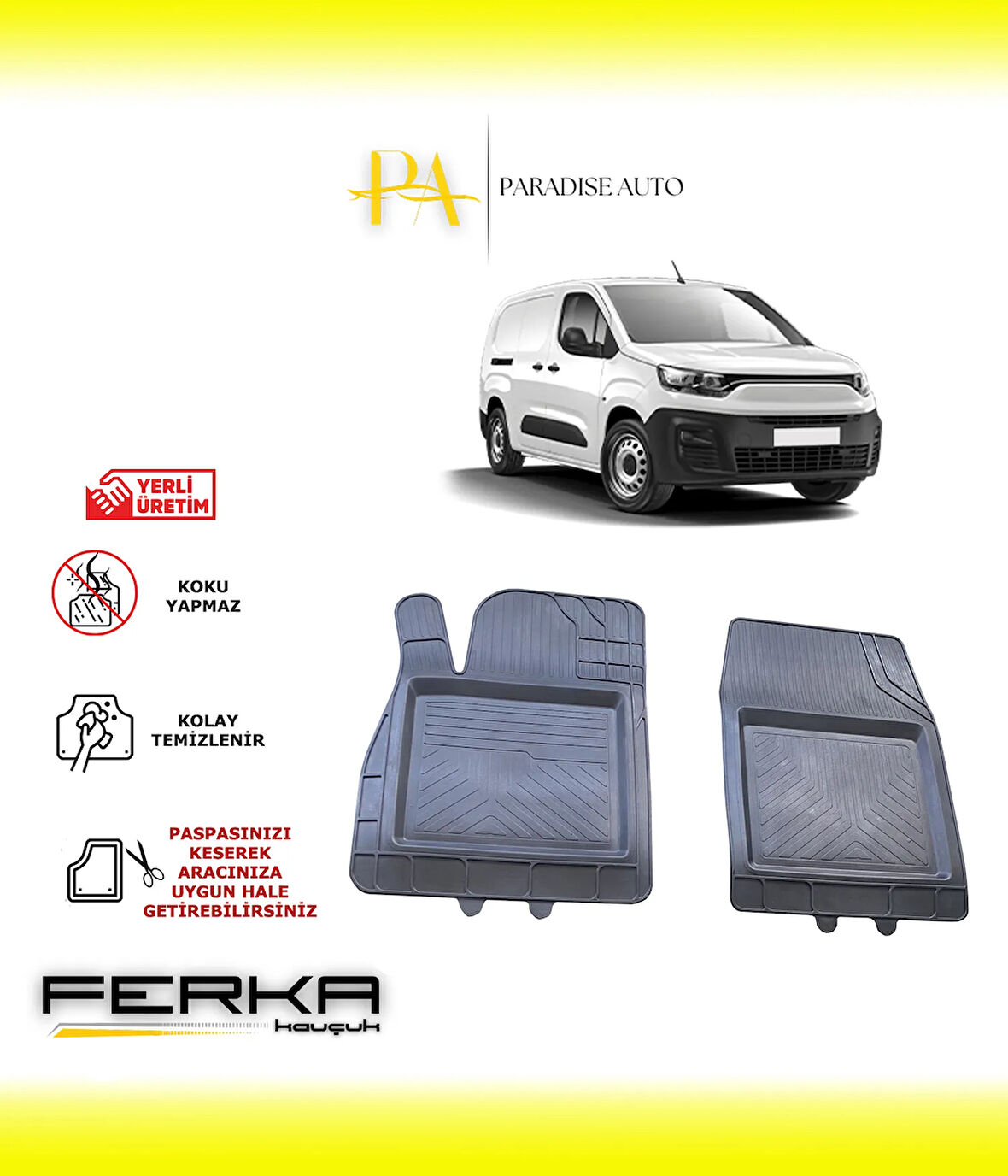Fiat Doblo Ön 2 Parça 2022 ve Üstü Uyarlanabilir Universal Havuzlu Paspas