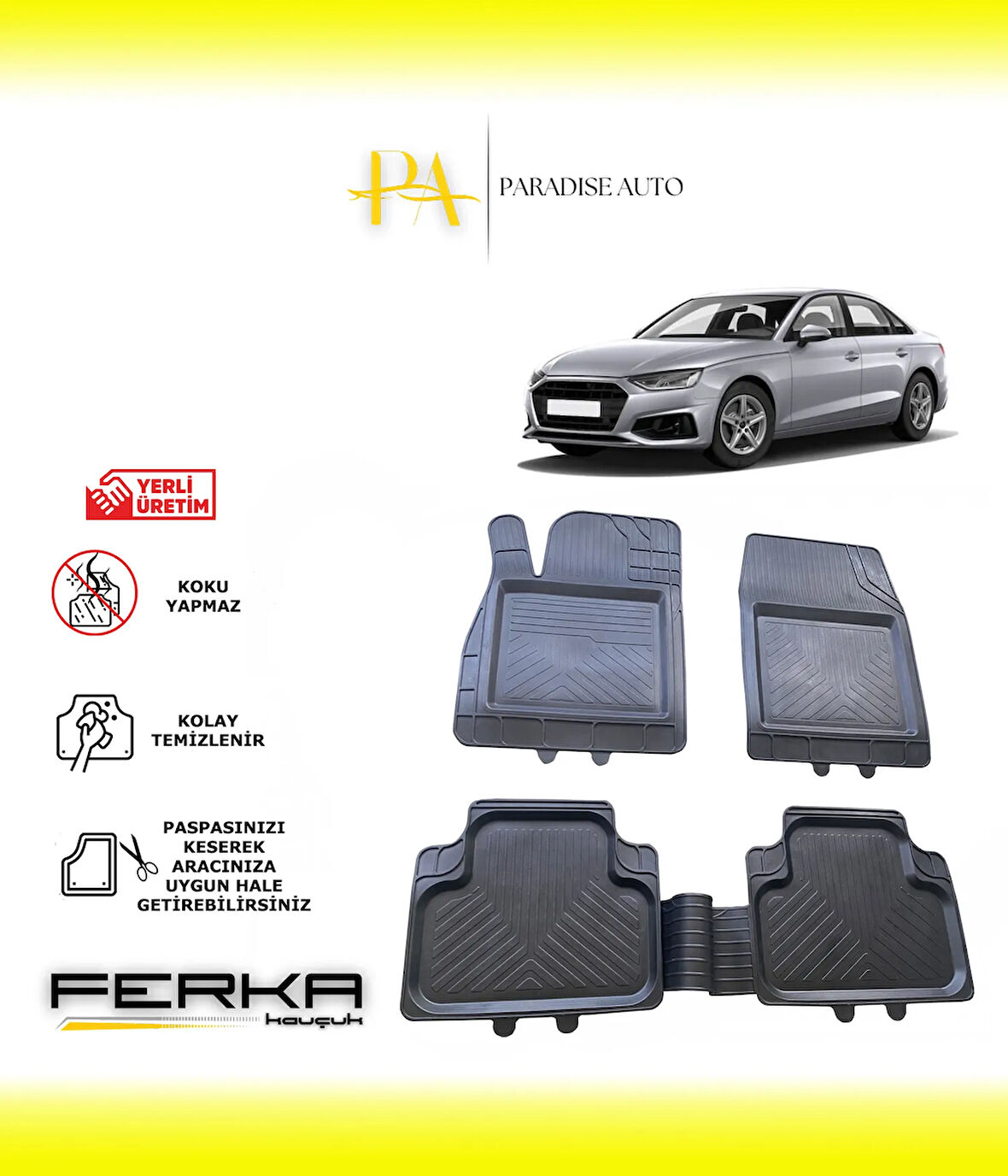 Audi A4 2019 ve Üstü Uyarlanabilir Universal Havuzlu Paspas