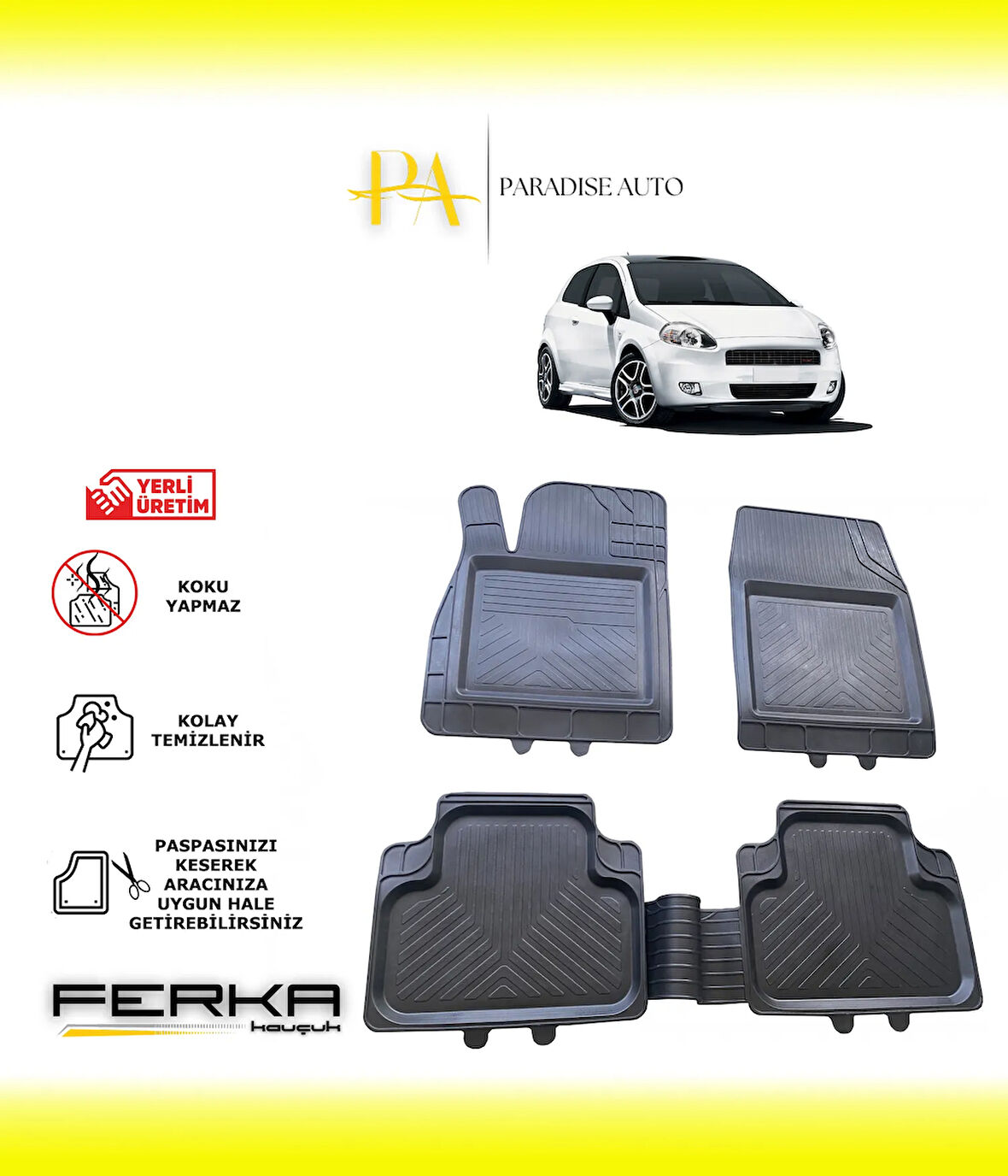 Fiat Grande Punto 2006 ve Üstü Uyarlanabilir Universal Havuzlu Paspas