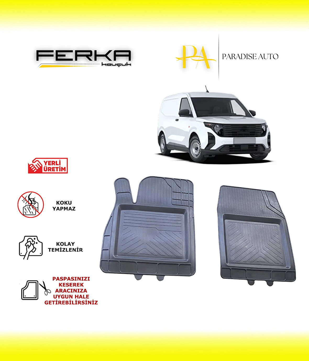 Ford Courier Ön 2 Parça 2024 ve Üstü Uyarlanabilir Universal Havuzlu Paspas