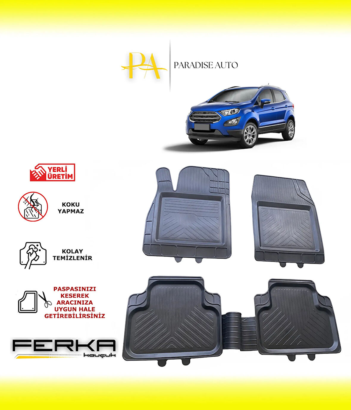 Ford Ecosport 2017 ve Üstü Uyarlanabilir Universal Havuzlu Paspas