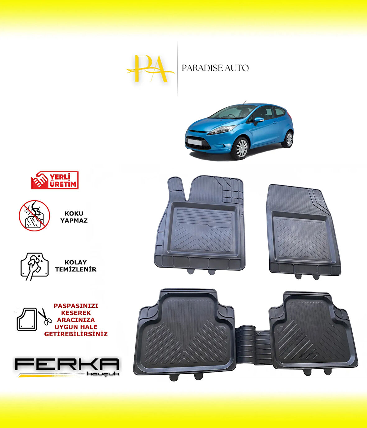 Ford Fiesta MK7 2008-2015 Uyarlanabilir Universal Havuzlu Paspas