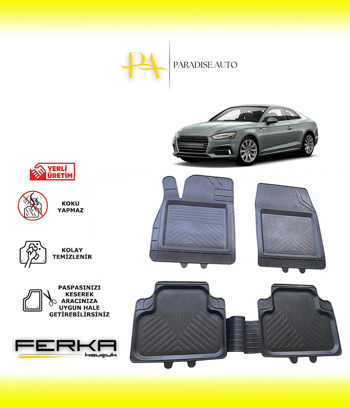 Audi A5 2017 ve Üstü Uyarlanabilir Universal Havuzlu Paspas