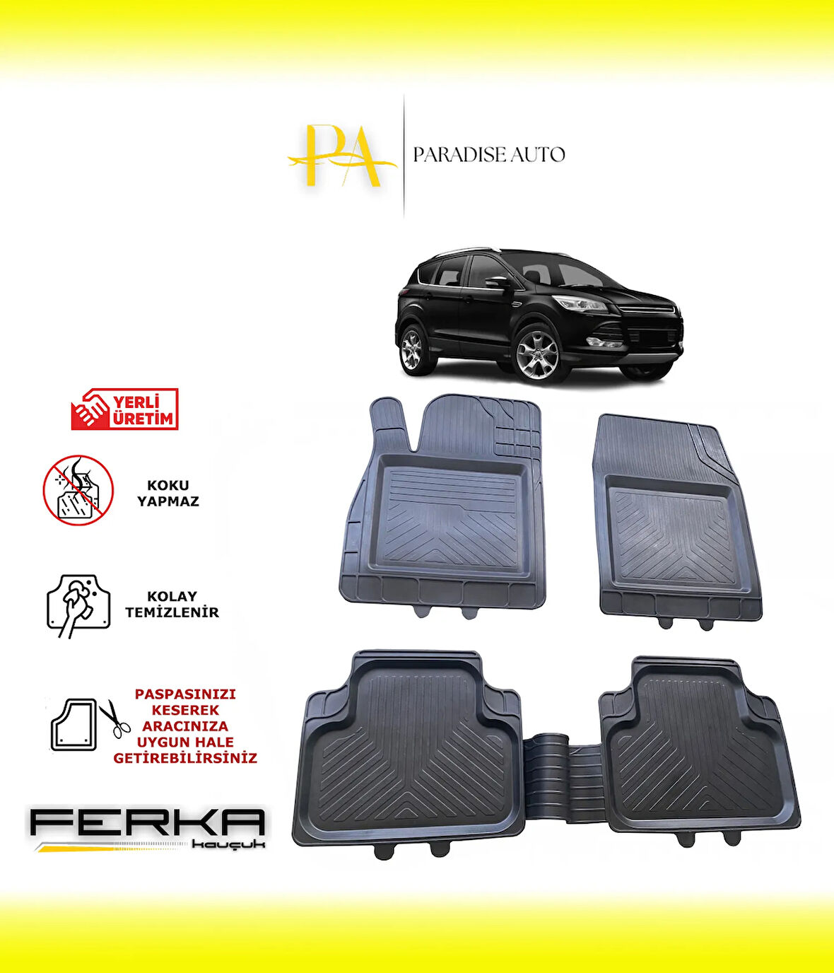 Ford Kuga 2 2012-2019 Uyarlanabilir Universal Havuzlu Paspas