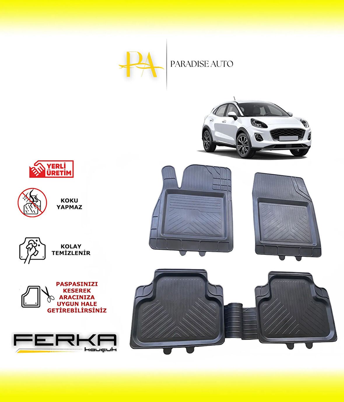 Ford Puma 2019 ve Üstü Uyarlanabilir Universal Havuzlu Paspas