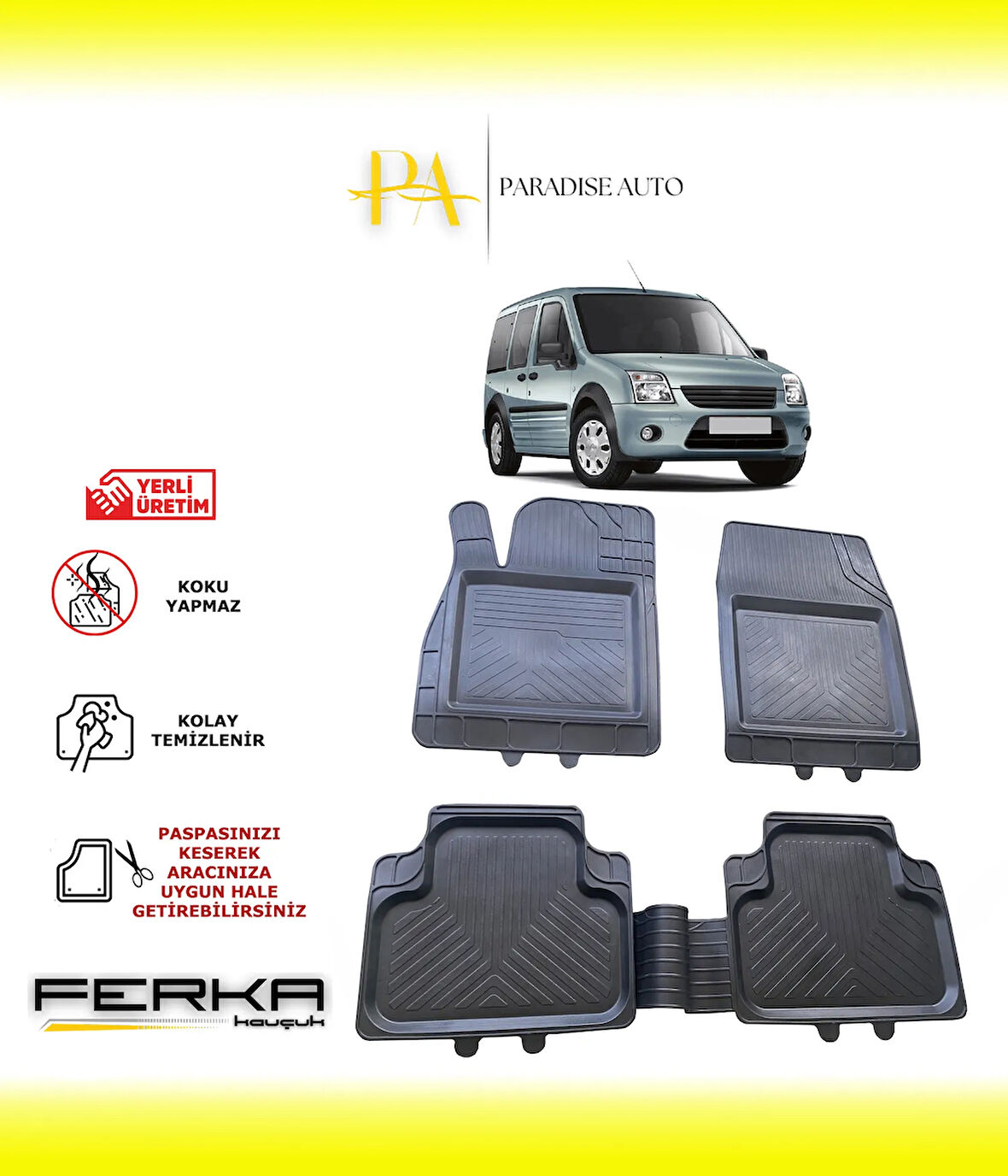 Ford Tourneo Connect 1 2002-2014 Uyarlanabilir Universal Havuzlu Paspas