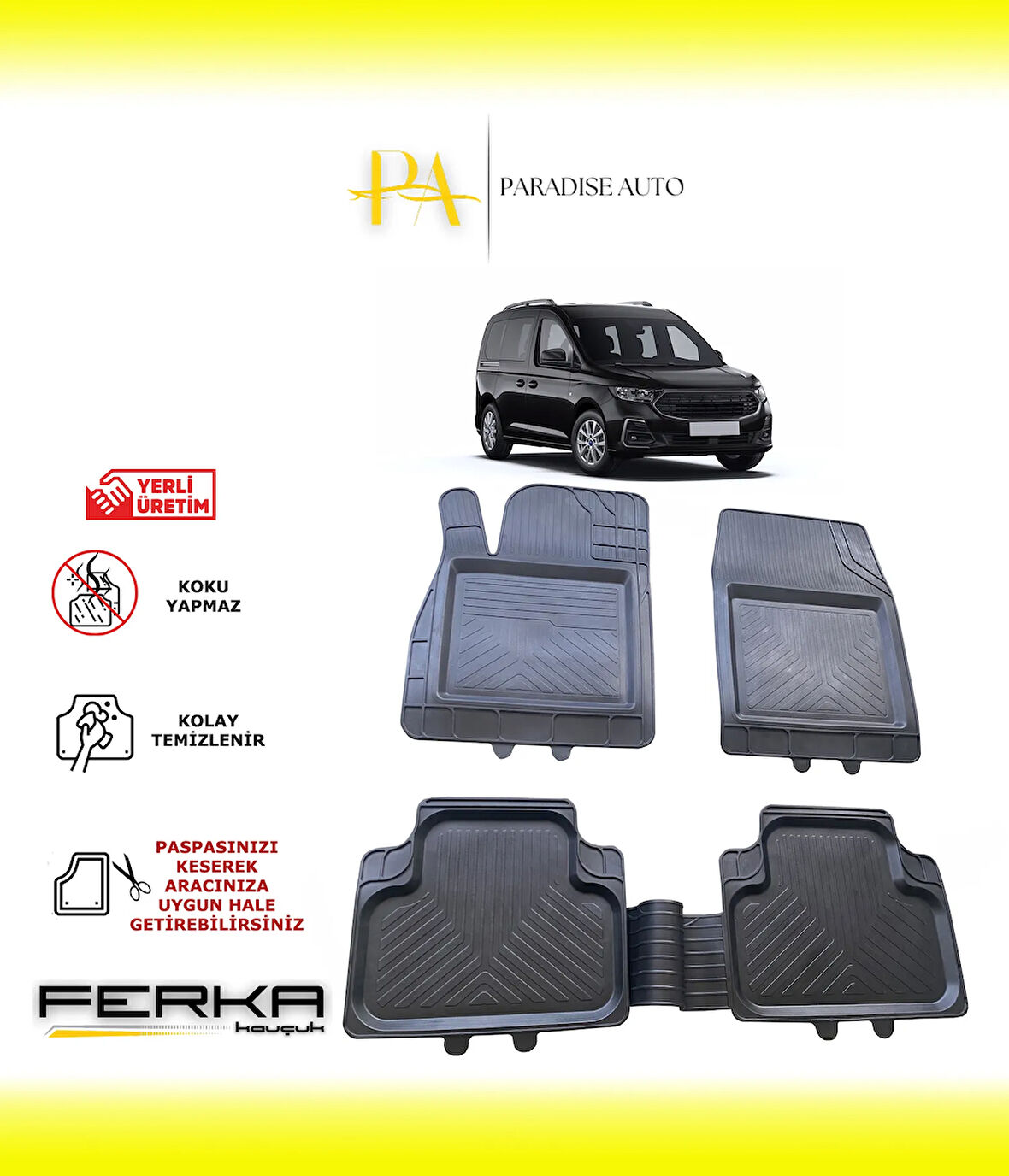 Ford Tourneo Connect 2 3 2021 ve Üstü Uyarlanabilir Universal Havuzlu Paspas