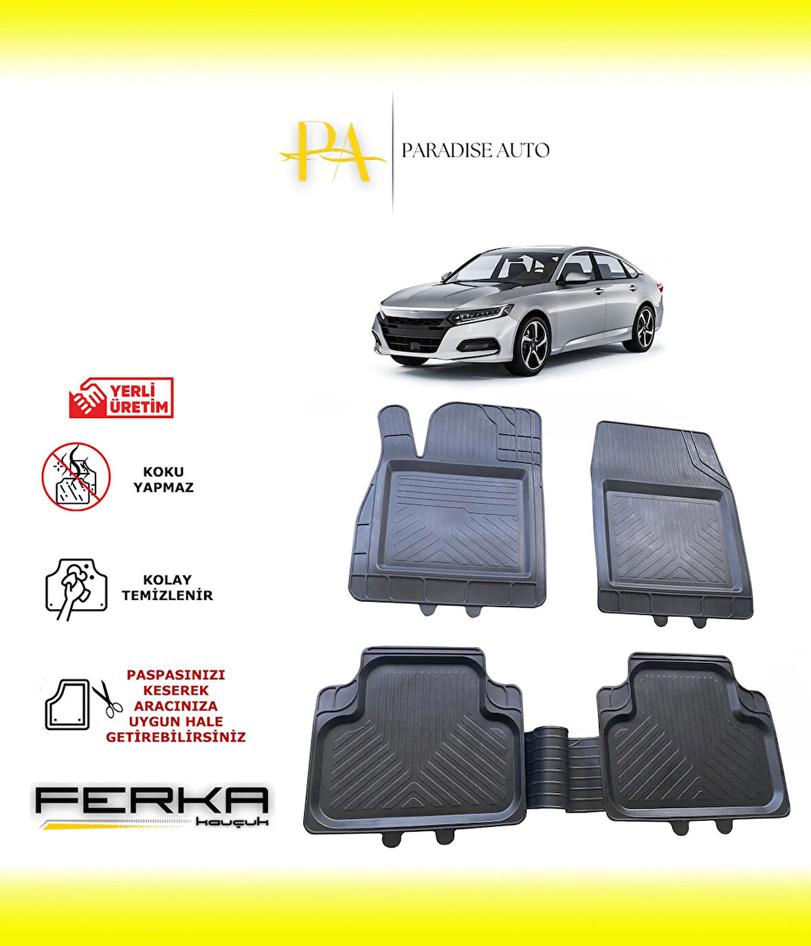 Honda Accord 10 2017 ve Üstü Uyarlanabilir Universal Havuzlu Paspas