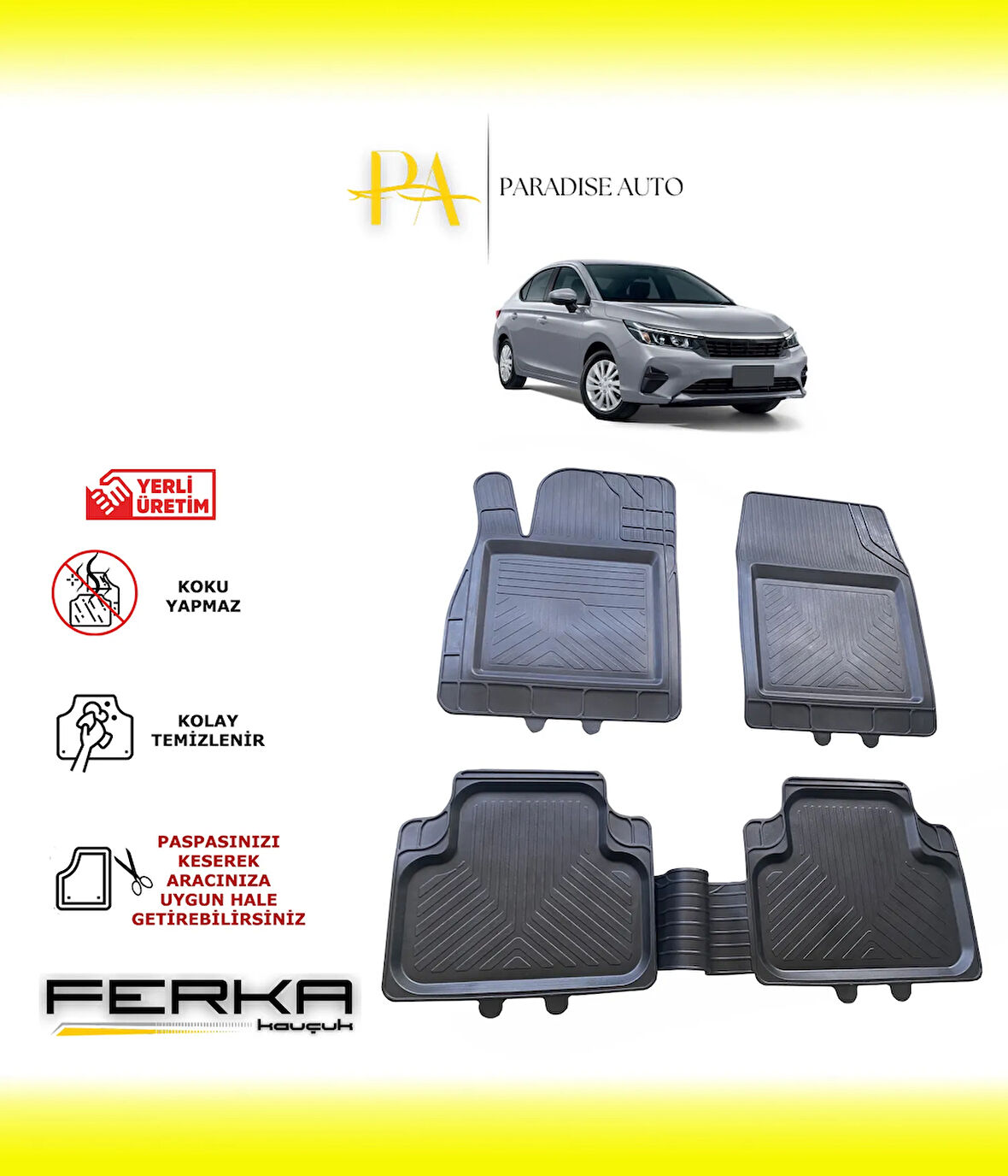 Honda City 7 2019 ve Üstü Uyarlanabilir Universal Havuzlu Paspas