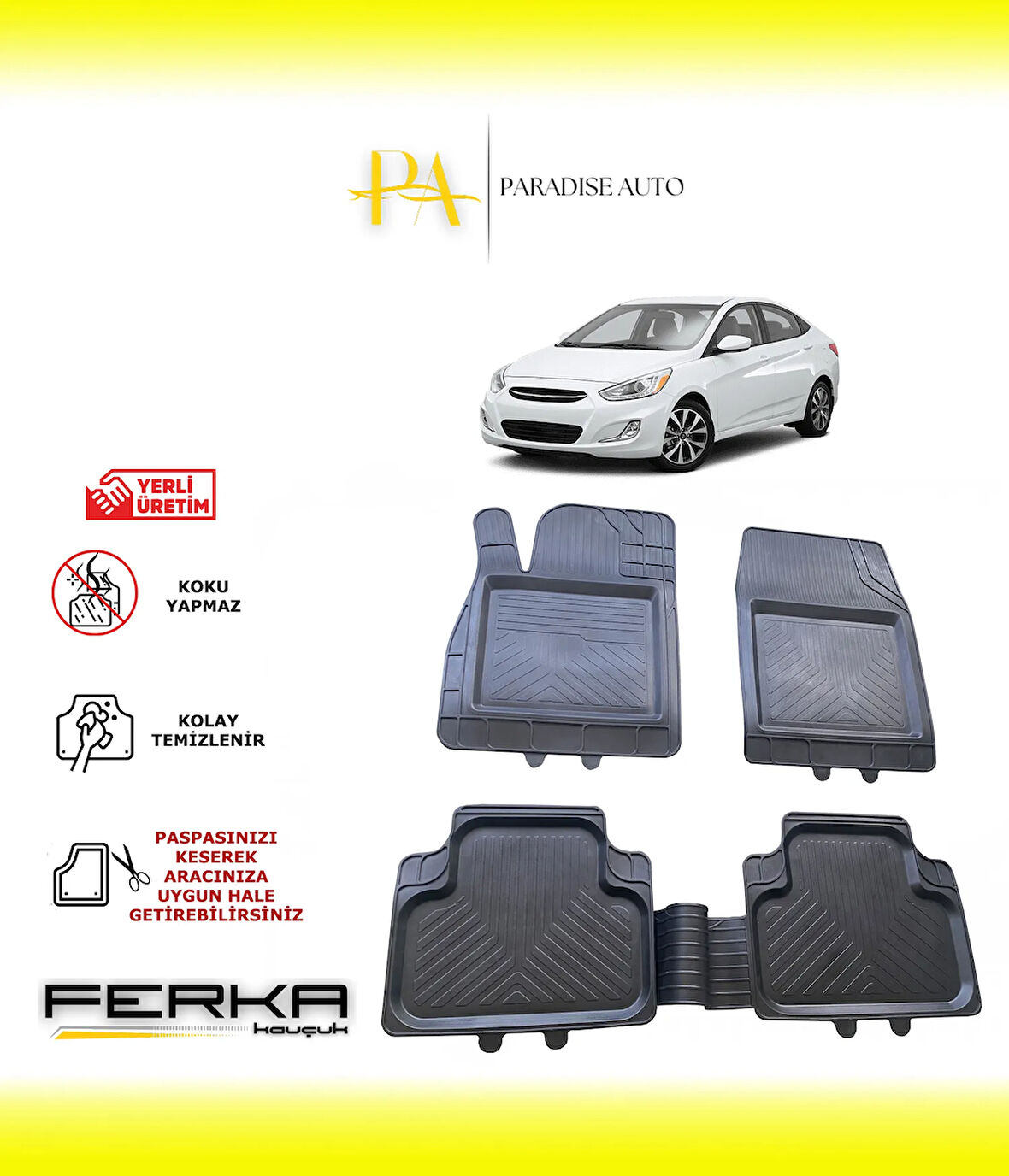 Hyundai Accent Blue 2010 ve Üstü Uyarlanabilir Universal Havuzlu Paspas