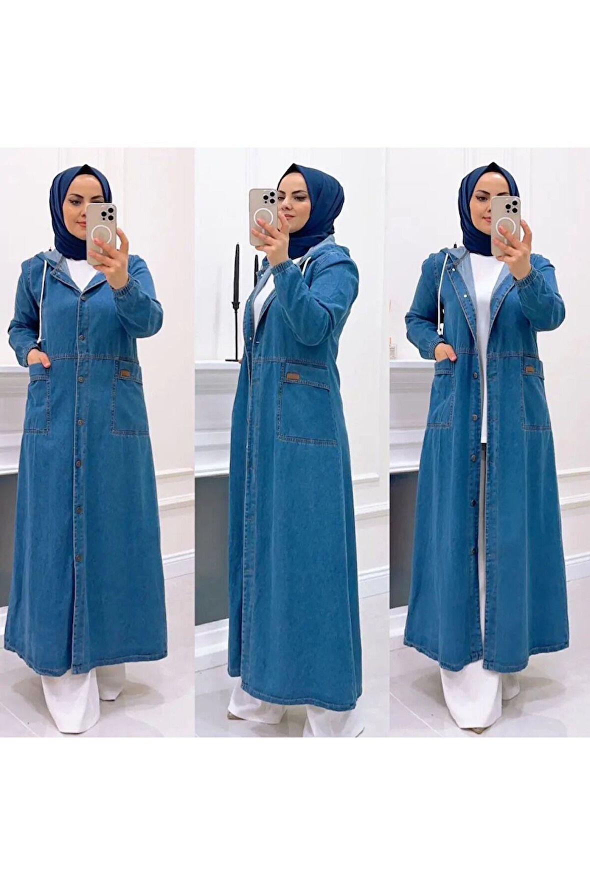 Kadın Düğmeli Kot Kap