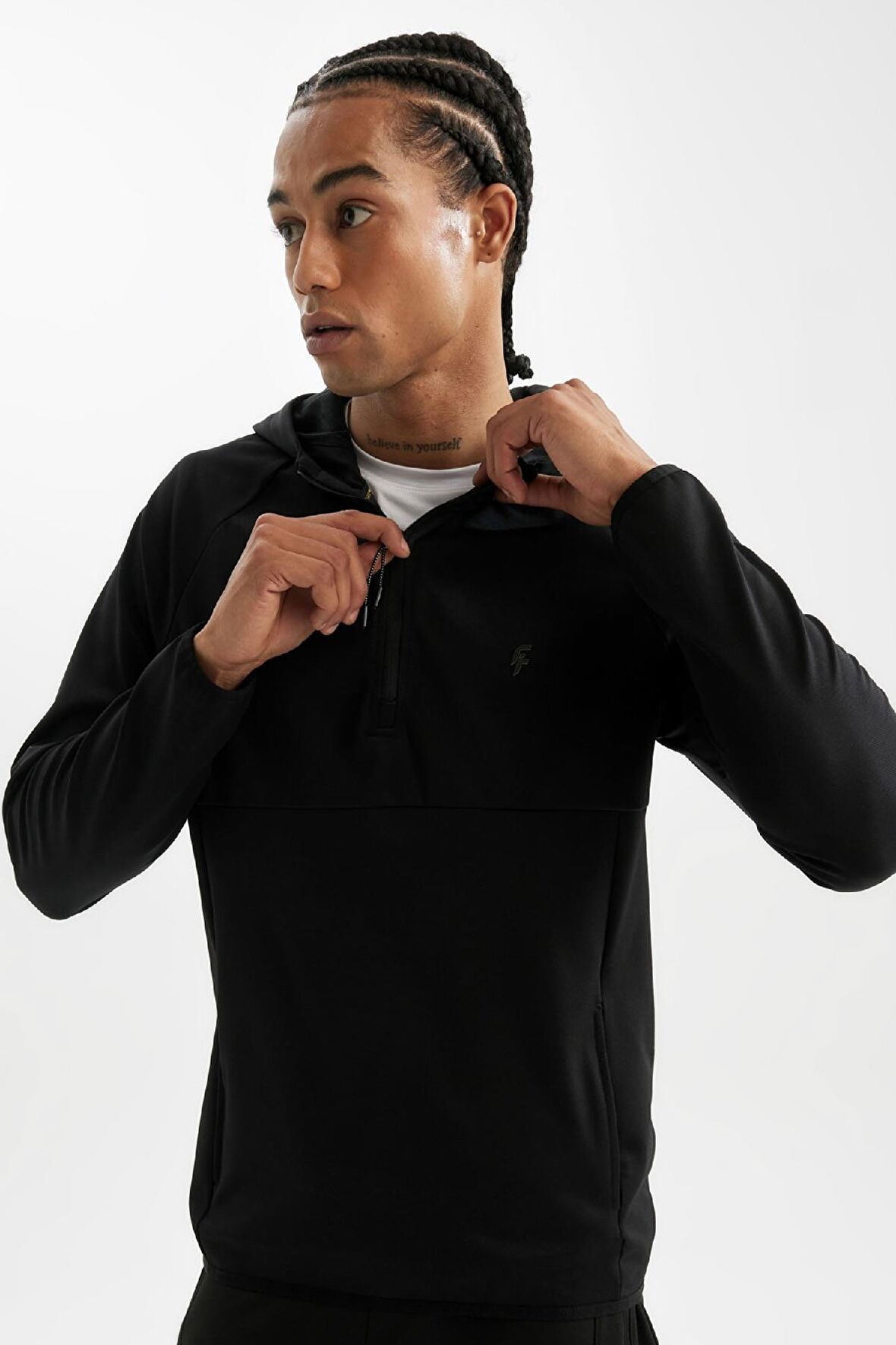 DeFactoFit Standart Fit Kapüşonlu Fermuarlı Pike Sporcu Sweatshirt C9181AX24AUBK81