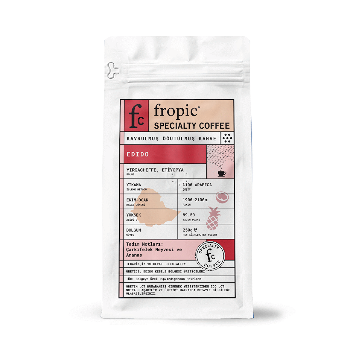 Fropie Orta İçim Öğütülmüş Etiyopya Filtre Kahve 250 gr