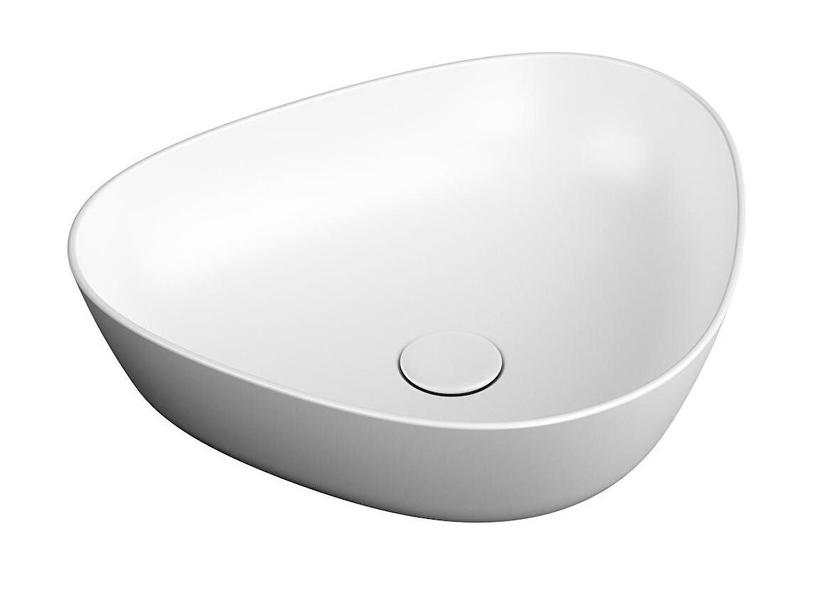 VitrA Plural 7812B401-0016 Üçgen Alçak Çanak Lavabo, VitrA Clean, 47 cm, Mat Beyaz