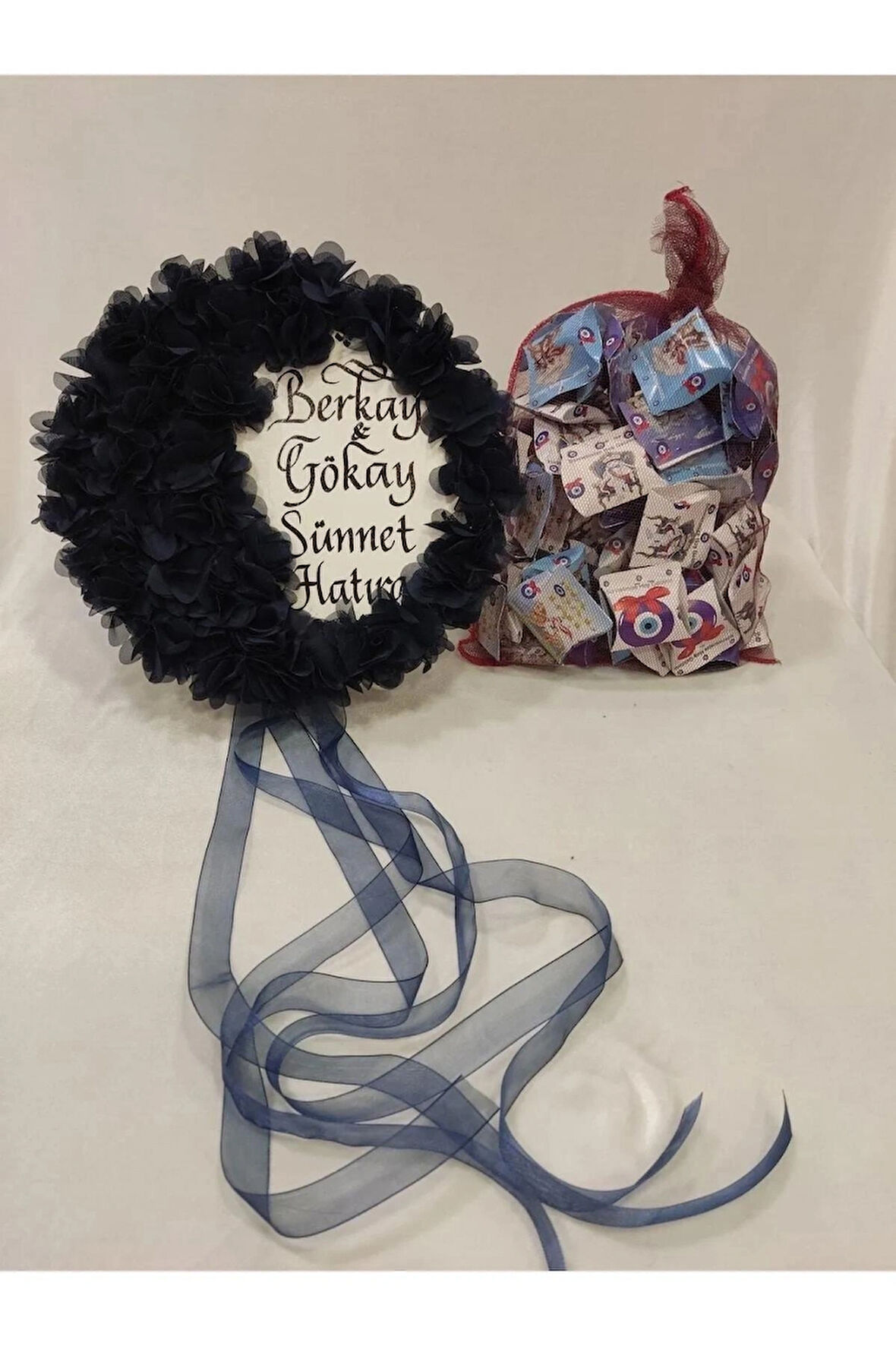 Sünnet Kınası Deri Isme Özel Lacivert Kına Tefi Ve 100 Lü Sünnet Kınası