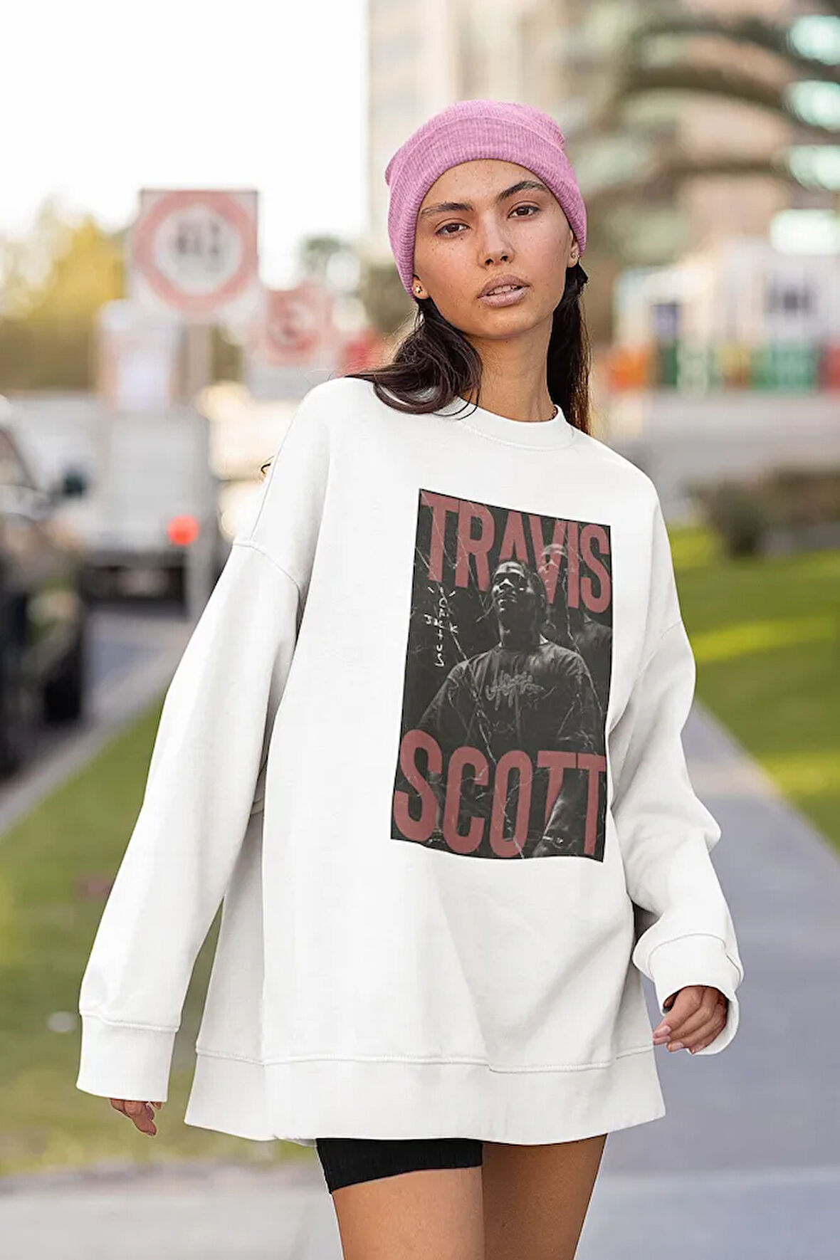 Nigga Travis Scott Rapper Baskılı Unisex Oversize Rap Tasarım Sweatshirt