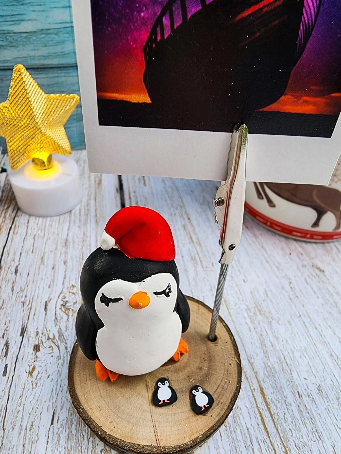 Sevimli Kawaii Penguen Not Tutucu Fotoğraf Tutucu Masaüstü Ofis Hediyesi
