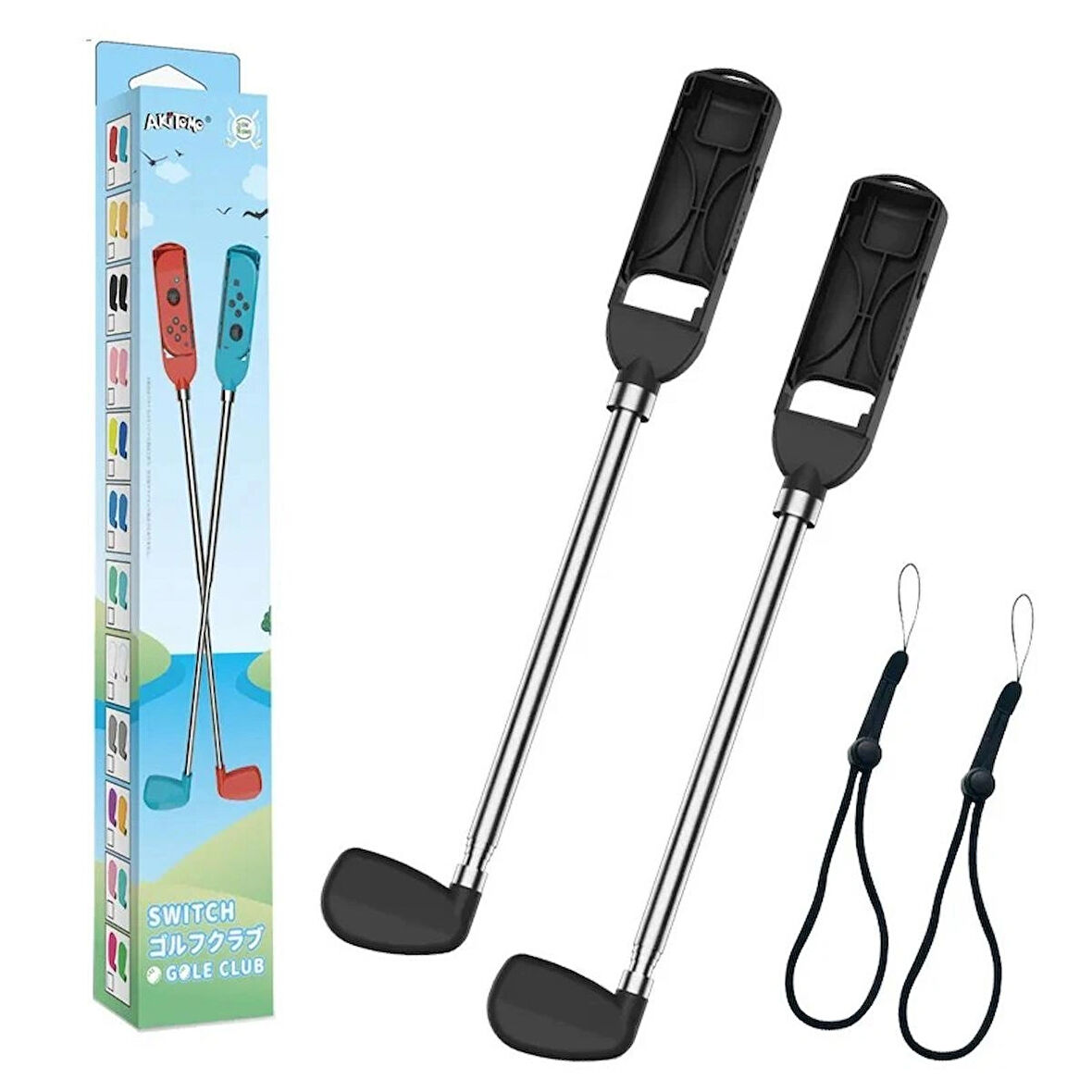 Nintendo Switch Uyumlu Siyah Golf Kulübü Aksesuar Seti – 2’li Joy-Con Spor Oyun Aparatı
