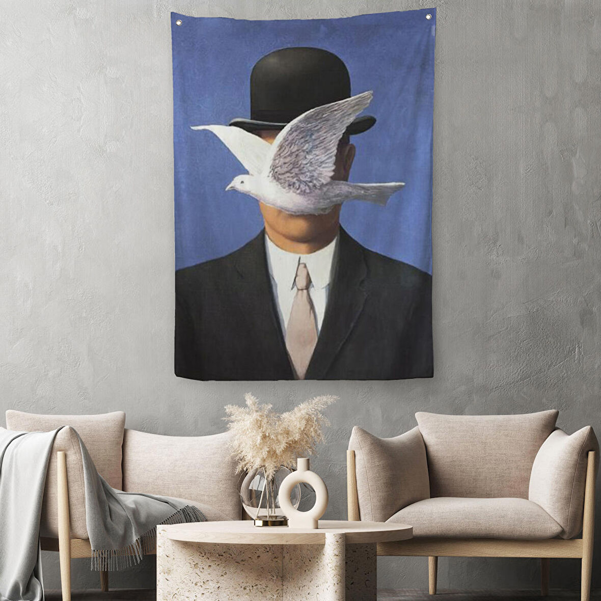 Melon Şapkalı Adam René Magritte Duvar Örtüsü - Halısı-6099