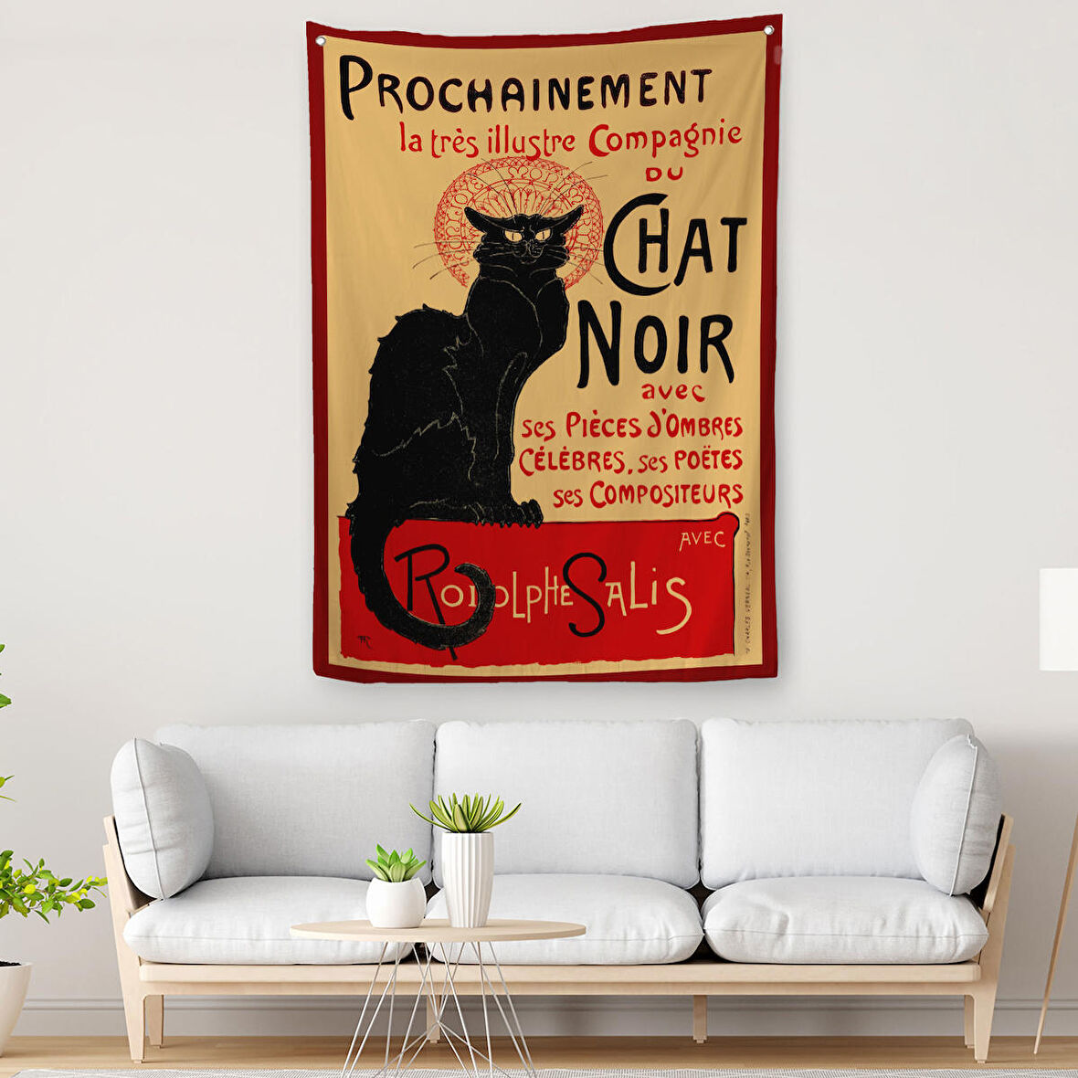 Siyah Kedi Duvar Örtüsü-Halısı - Le Chat Noir Theophile Steinlen-6431