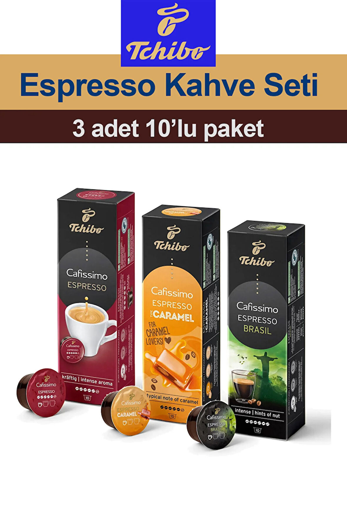 Cafissimo 3'lü Espresso Kahve Seti 3x10 - Caramel - Brasil - Espresso