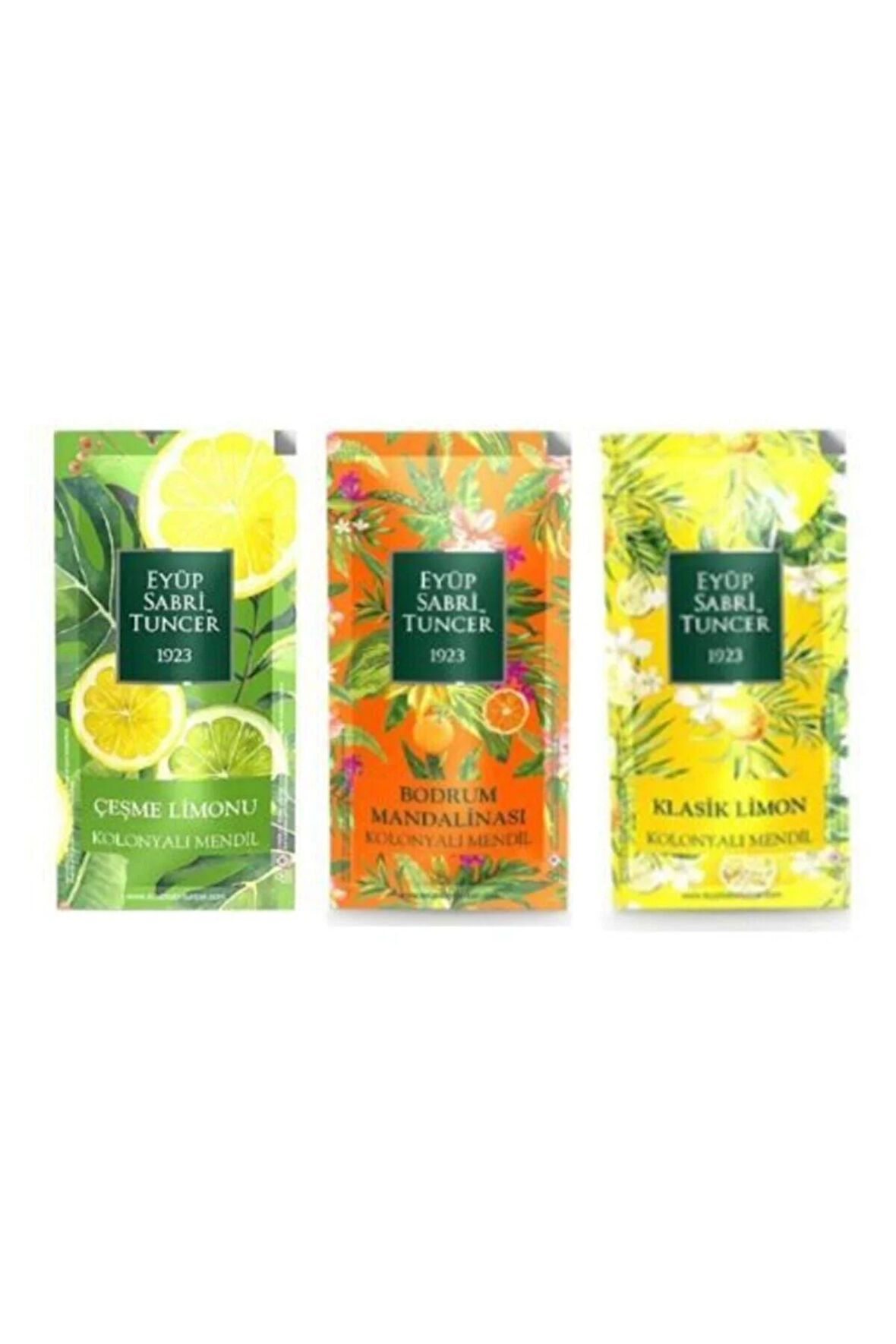 75 Adet Kolonyalı Mendil (25+25+25) 3 Lü Set Çeşme Limonu Bodrum Mandalinası Klasik Limon