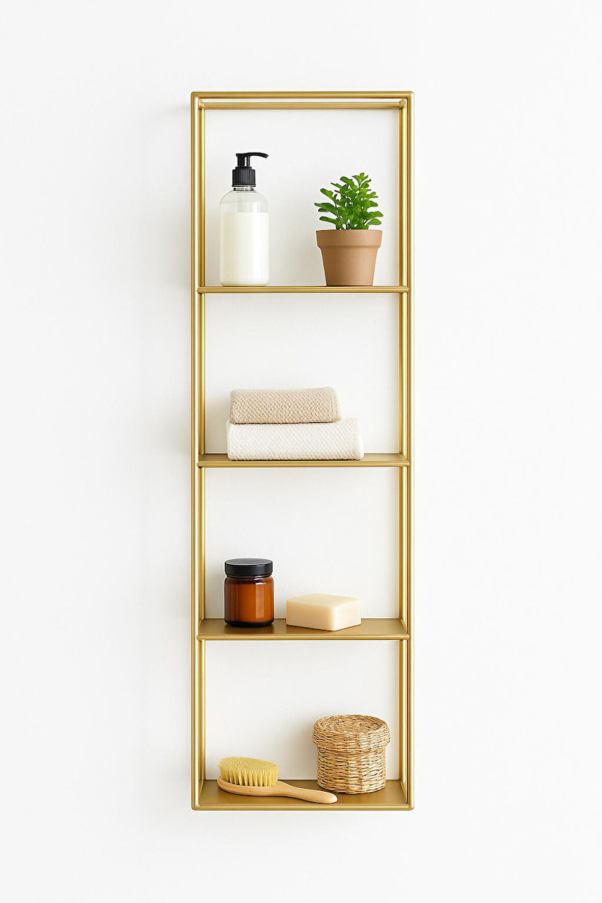 Firuze Metal Banyo, Mutfak ve Antre Duvar Rafı Gold