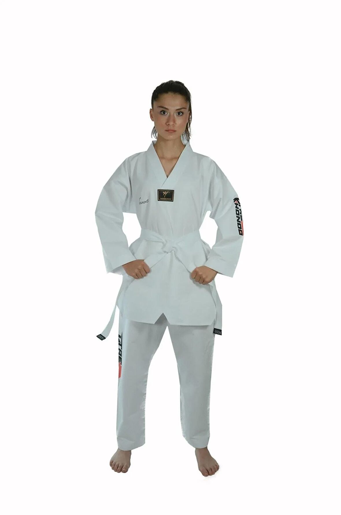 Taekwondo Beyaz Yaka Fitilli Acemi Elbise