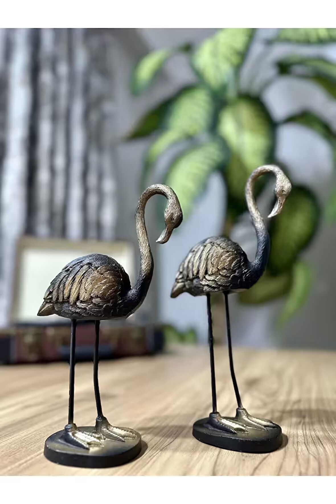 2'li Şık Dekoratif Flamingo Siyah Renk Dekor Obje Dekorasyon