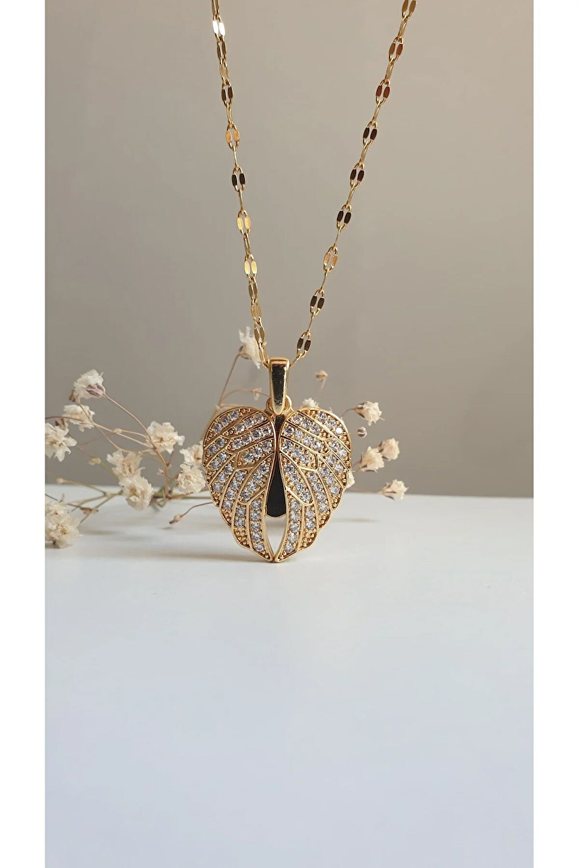 MELEK KANADI ÇELİK KOLYE AÇILIR KAPANIR TAŞLI KOLYE VİNTAGE TREND KOLYE