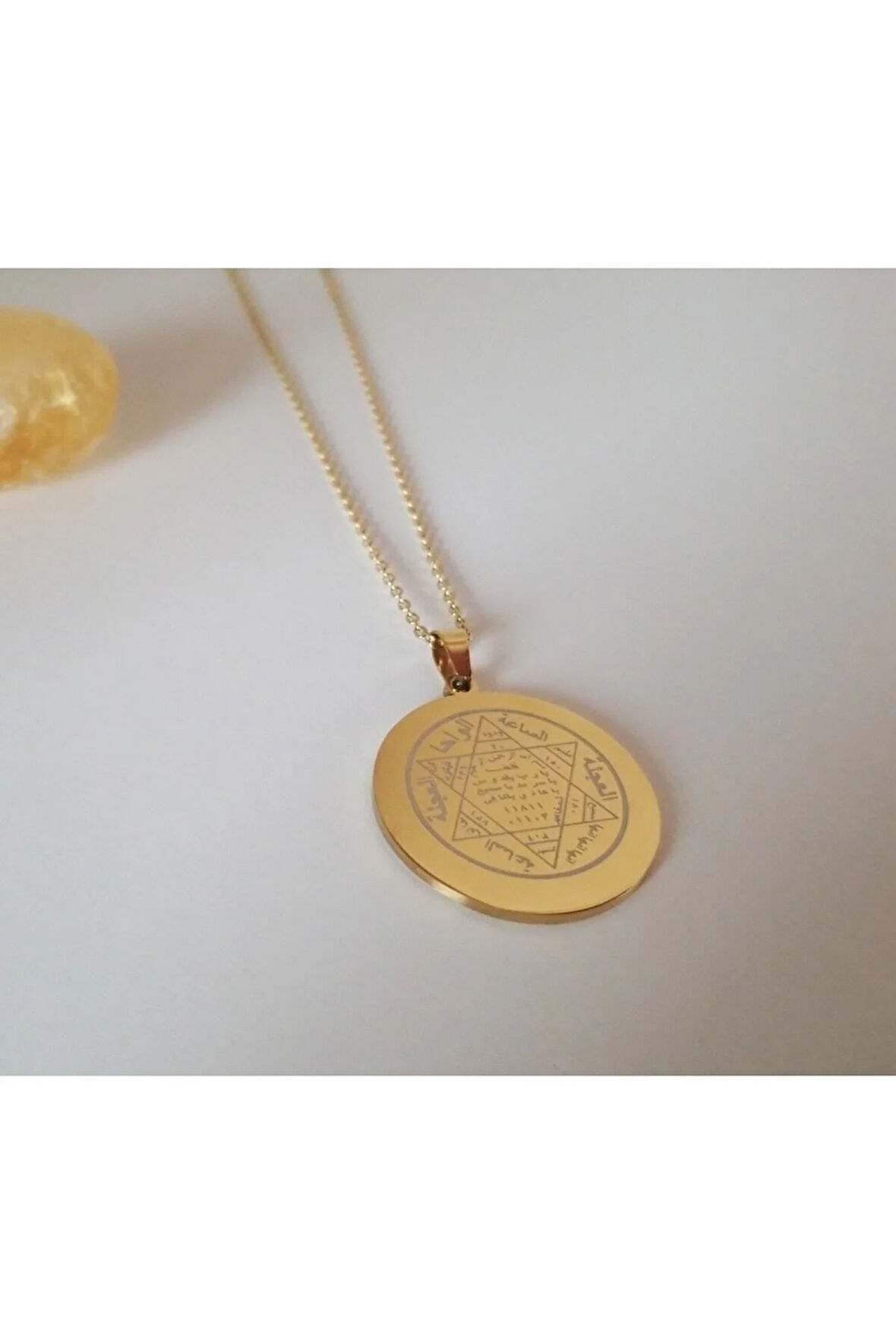 Sayı Sekanslarıyla Hz. Süleyman Mührü Çelik Kolye