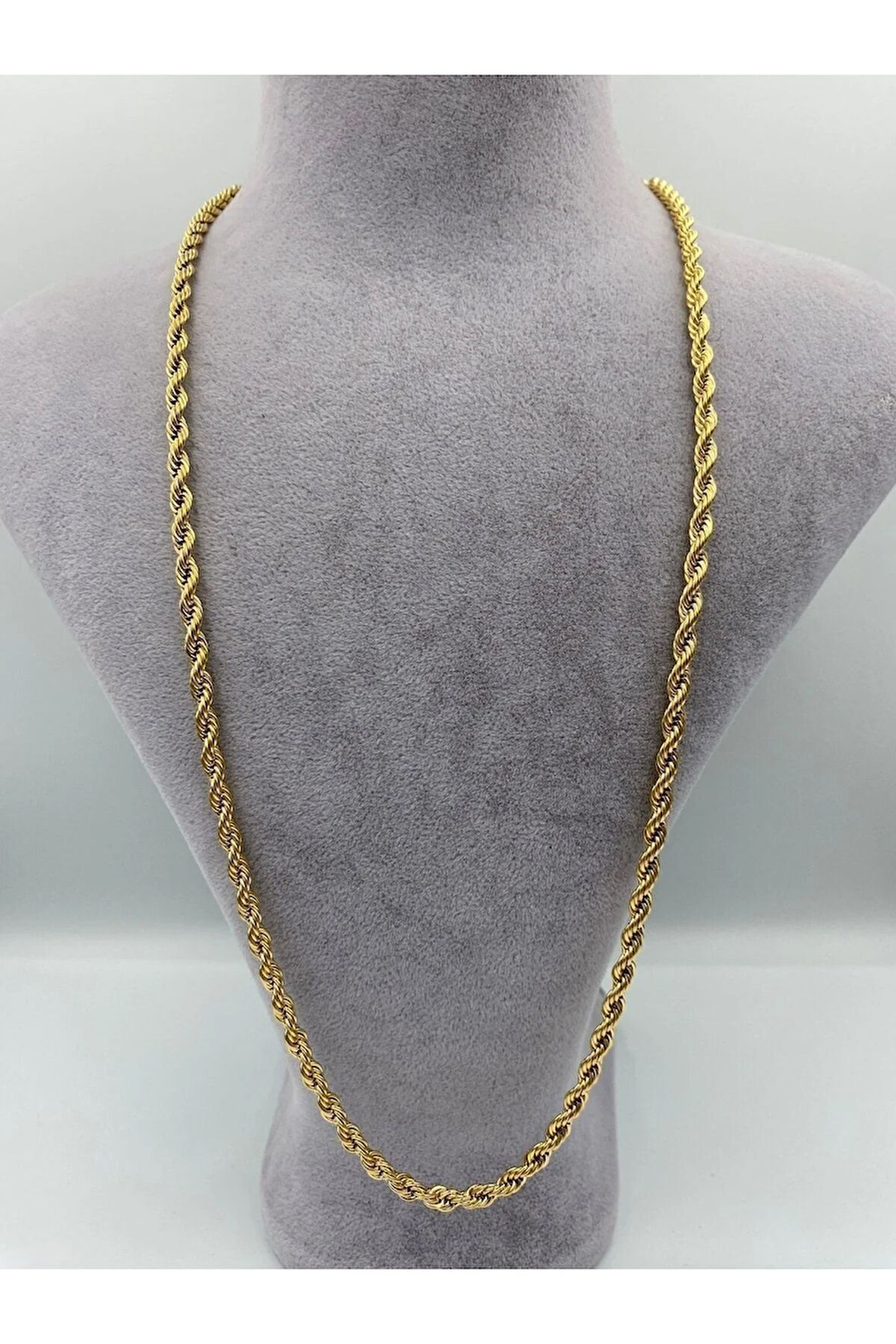 4 Mm Burgu Zincir Antialerjik Paslanmaz Çelik Kolye 70 Cm