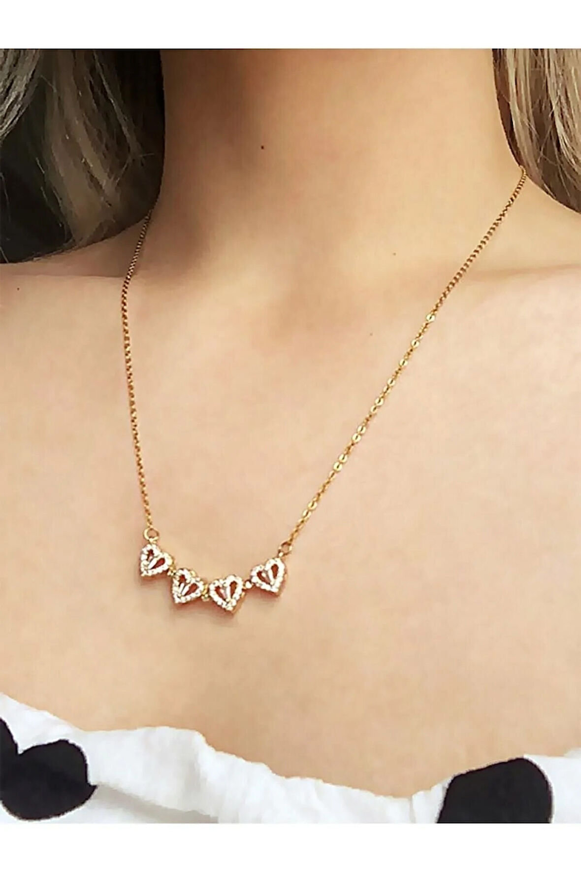 Kalp Yonca Çelik Kolye