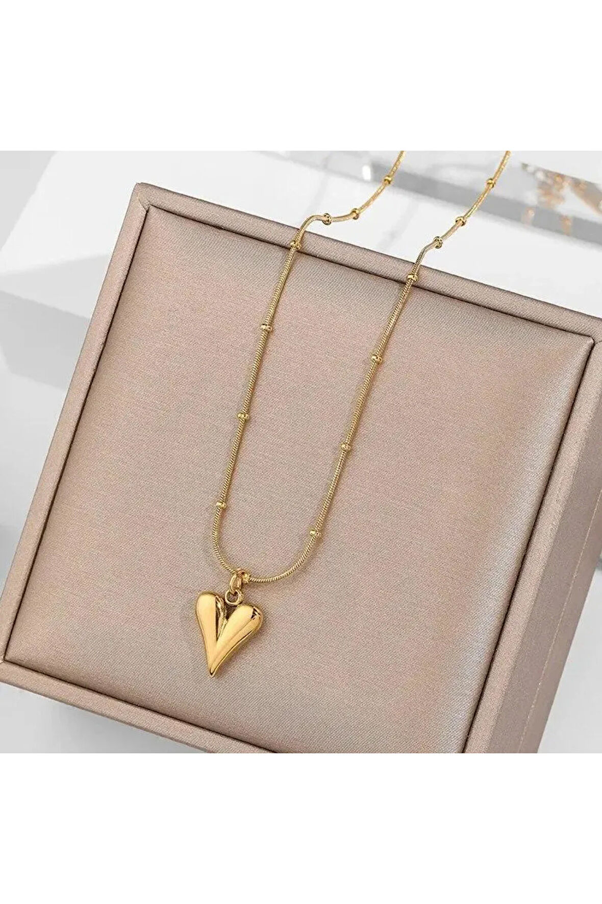 Kalp Zincirli Çelik Kolye