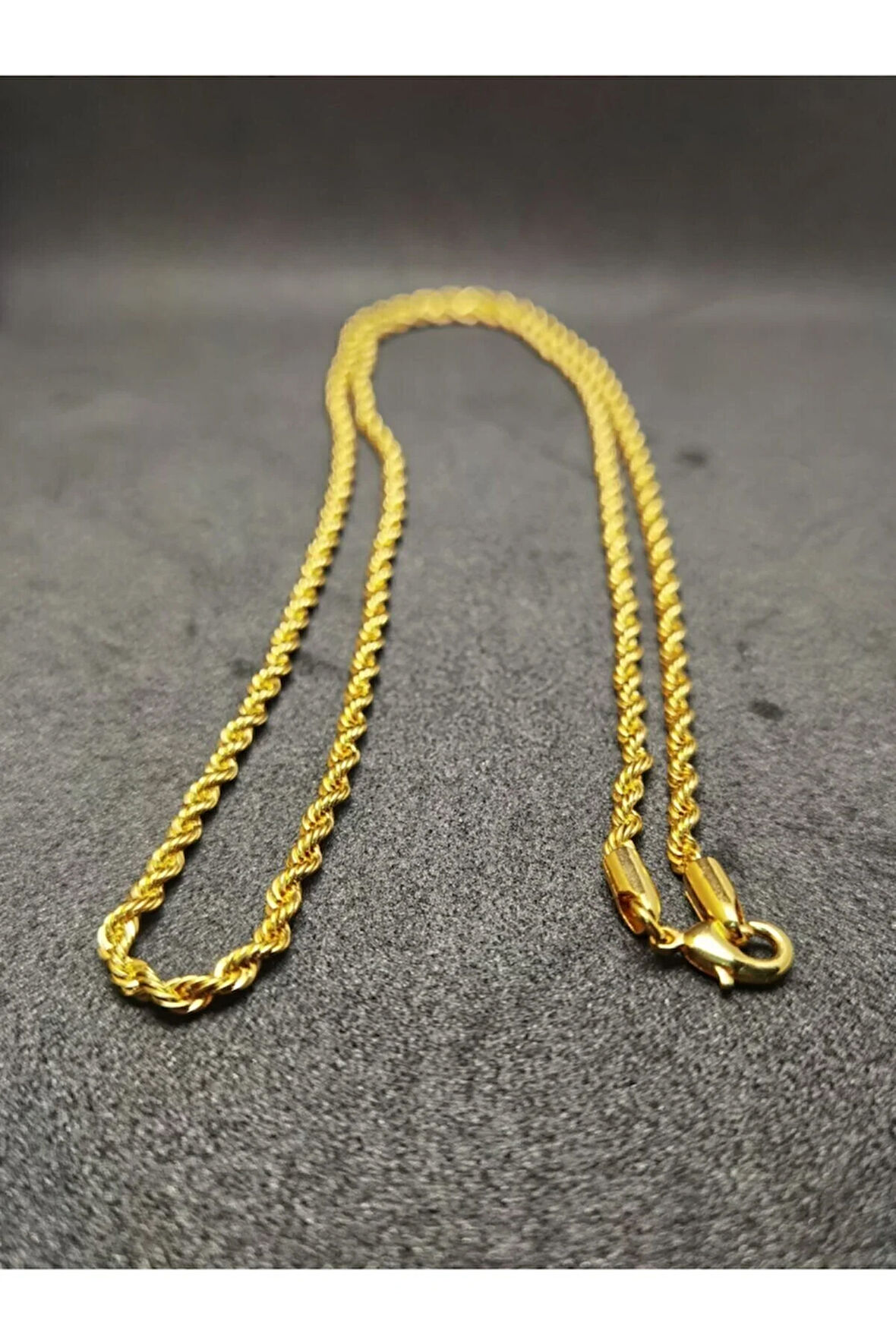 Çelik Altın Rengi Burgu 70cm Ince Zincirli Kolye 'parker'