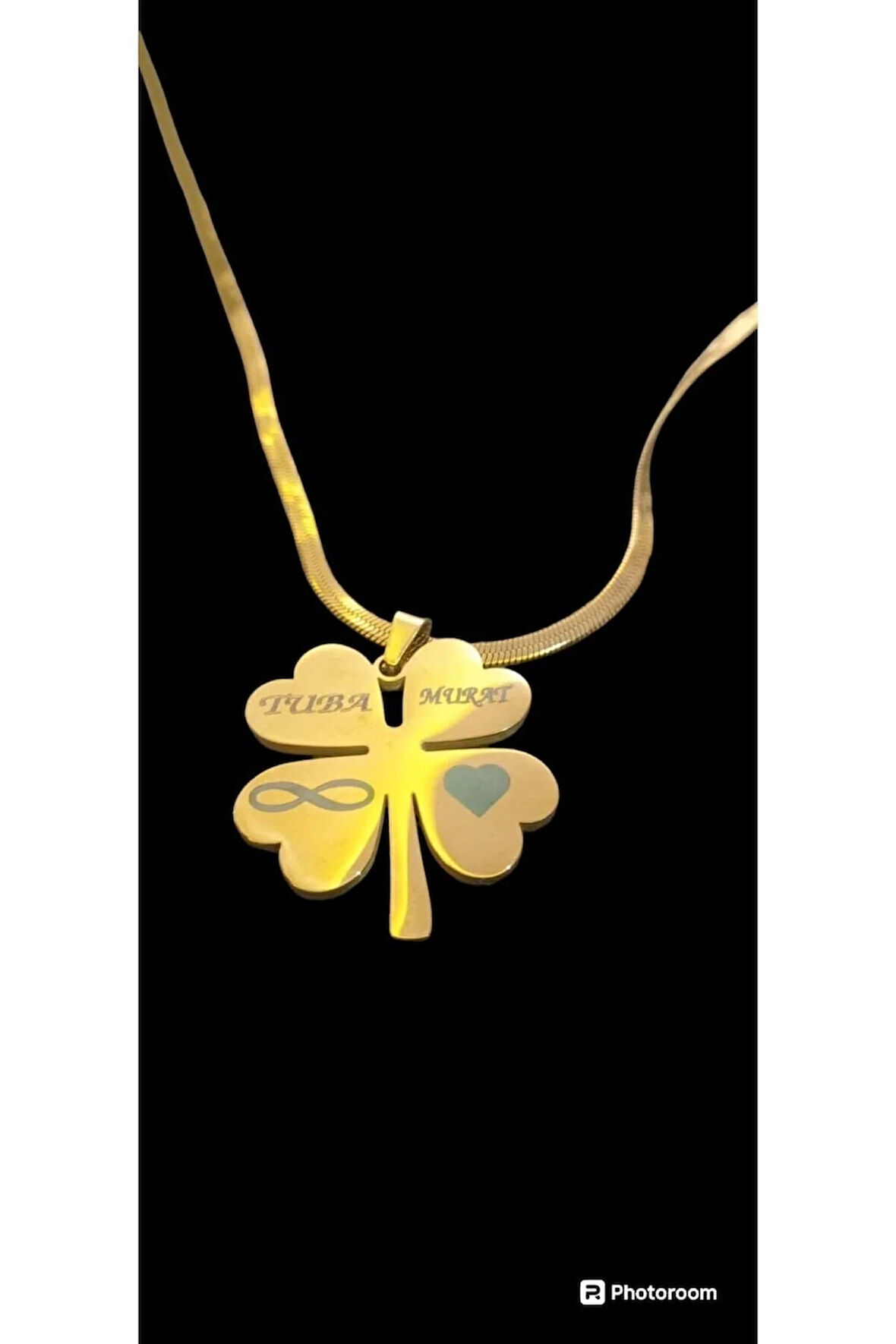 Kişiye Özel Isimli 4 Yapraklı Yonca Kolye Uzun Çelik Zincir