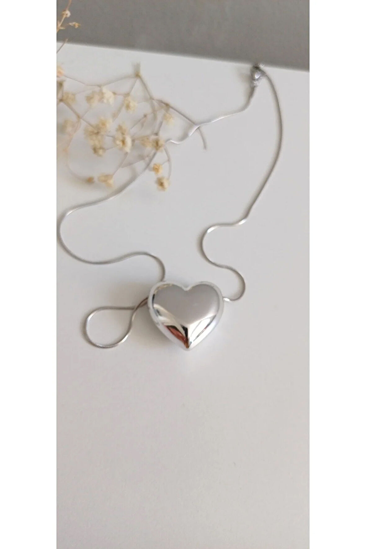 ÇELİK KOLYE KALP BOMBE  KADIN KOLYE  TREND 316 L ÇELİK VİP KOLYE 45CM ANTİALERJİK