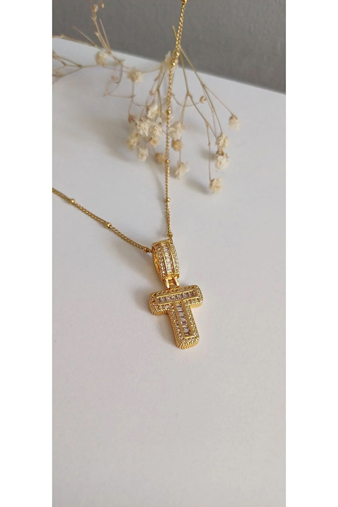 HARF KOLYE ÇELİK KADIN T HARFİ BALON HARF TAŞLI NAZAR BONCUKLU TREND 316 L ÇELİK VİP KOLYE