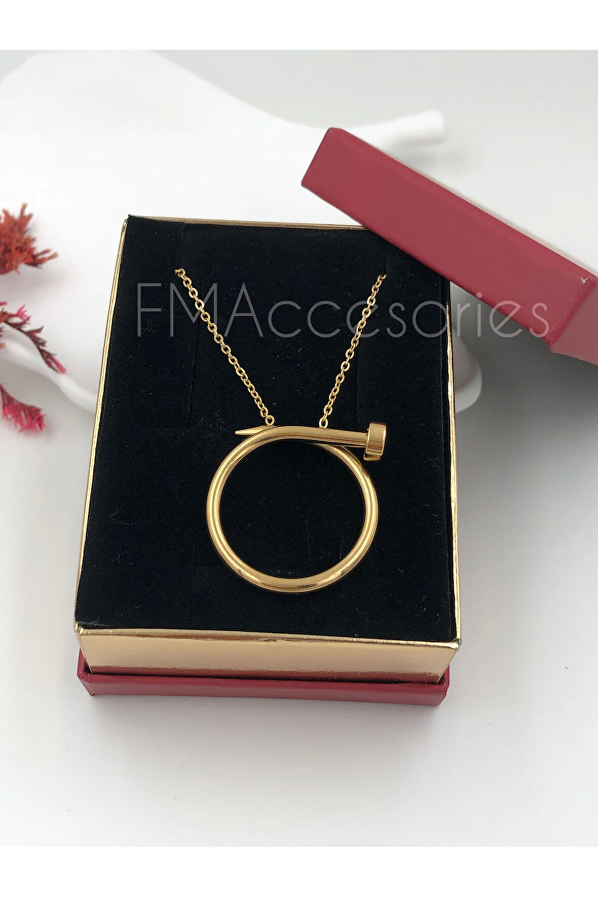 Çelik Kadın Kolye Paslanmaz Çelik 14k Gold Kadın 45 cm Kolye Antialerjik HEDİYE KUTULU