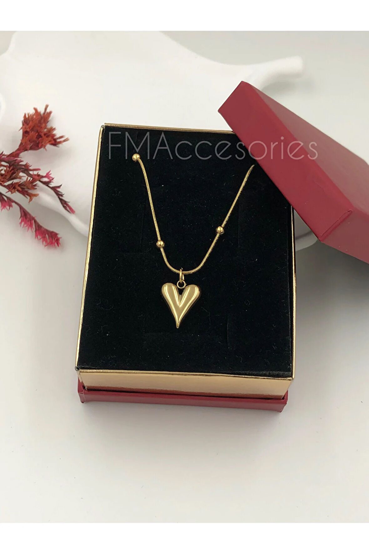 Çelik Kadın Kolye Paslanmaz Çelik 14k Gold Kadın 45 cm Kolye Antialerjik HEDİYE KUTULU