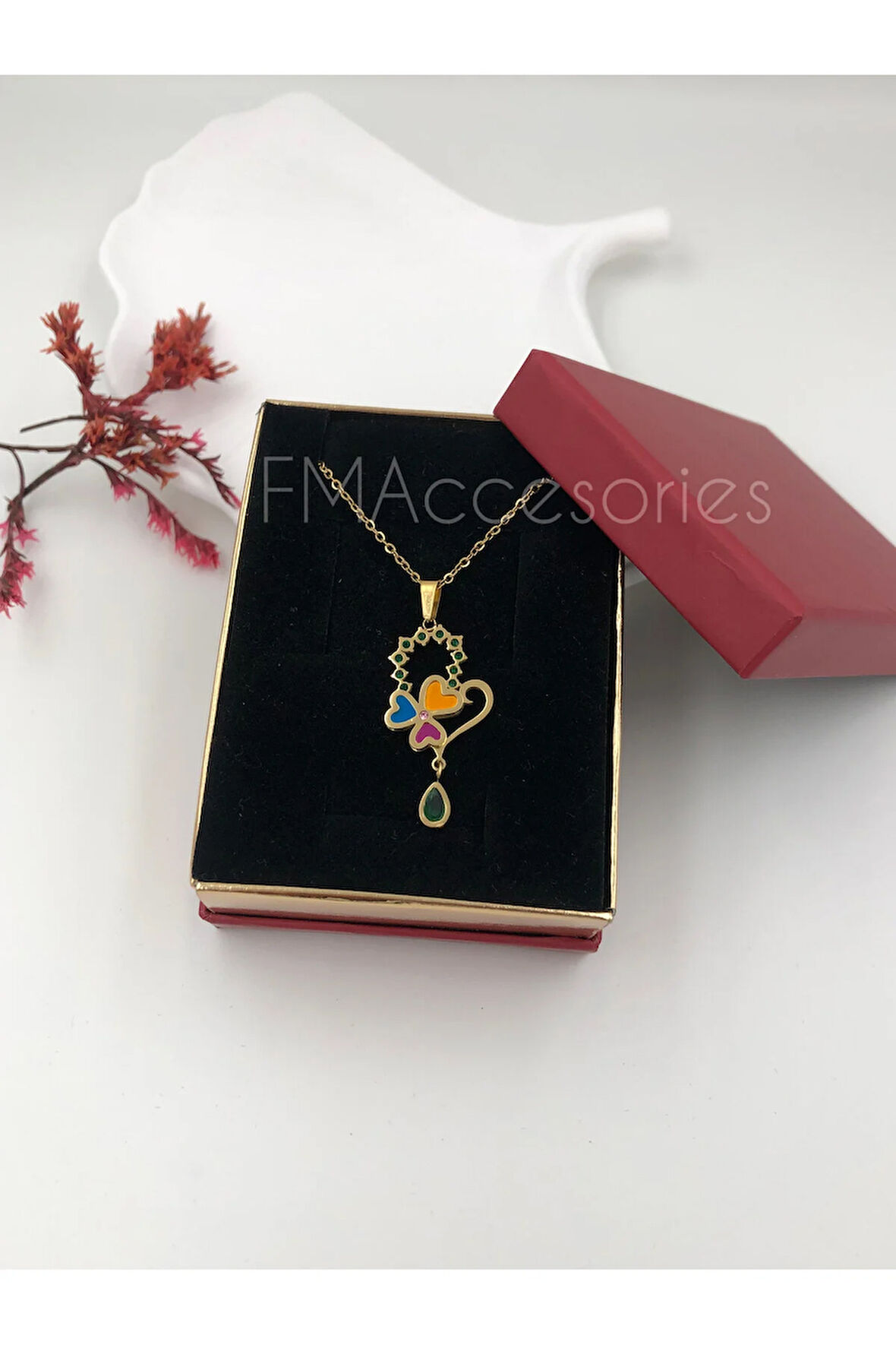 Çelik Kadın Kolye Paslanmaz Çelik 14k Gold Kadın 45 cm Kolye Antialerjik HEDİYE KUTULU