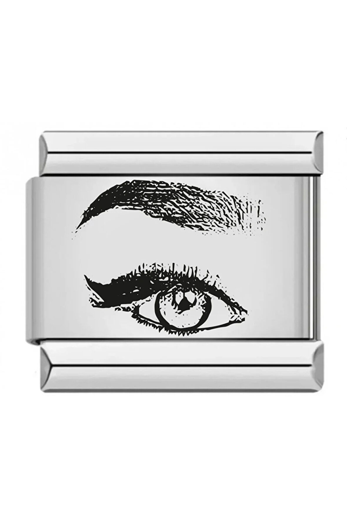 İtalyan Çelik Bileklik Charmı Lazer ile Kişiye Özel Göz Fotoğraf Baskısı Paslanmaz 1 ADET