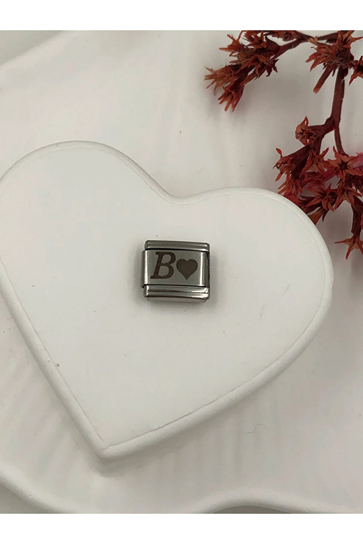 B Harfli Paslanmaz Çelik Italyan Charm Bileklik Kişiselleştirme Eki Link