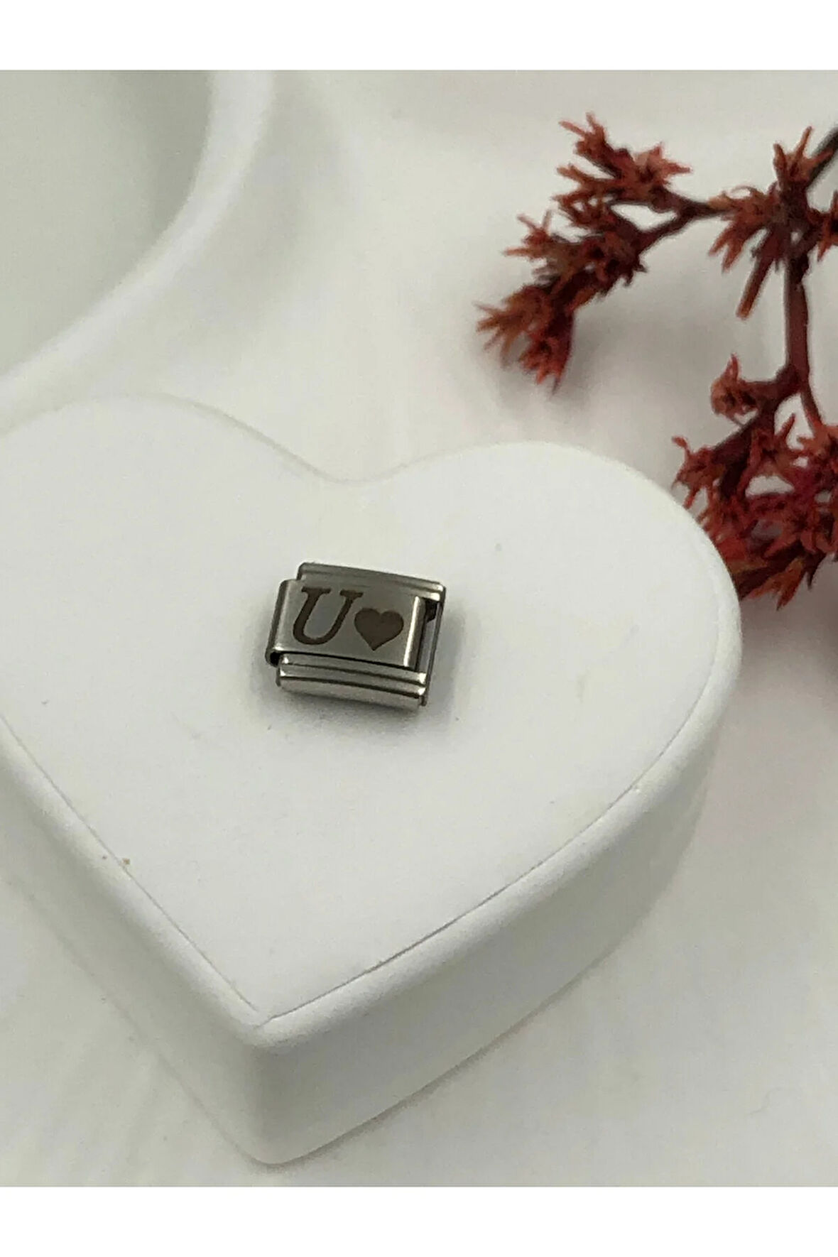 U Harfli Paslanmaz Çelik Italyan Charm Bileklik Kişiselleştirme Eki Link