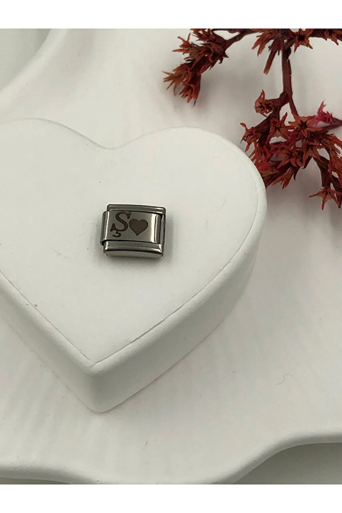 Ş Harfli Paslanmaz Çelik Italyan Charm Bileklik Kişiselleştirme Eki Link