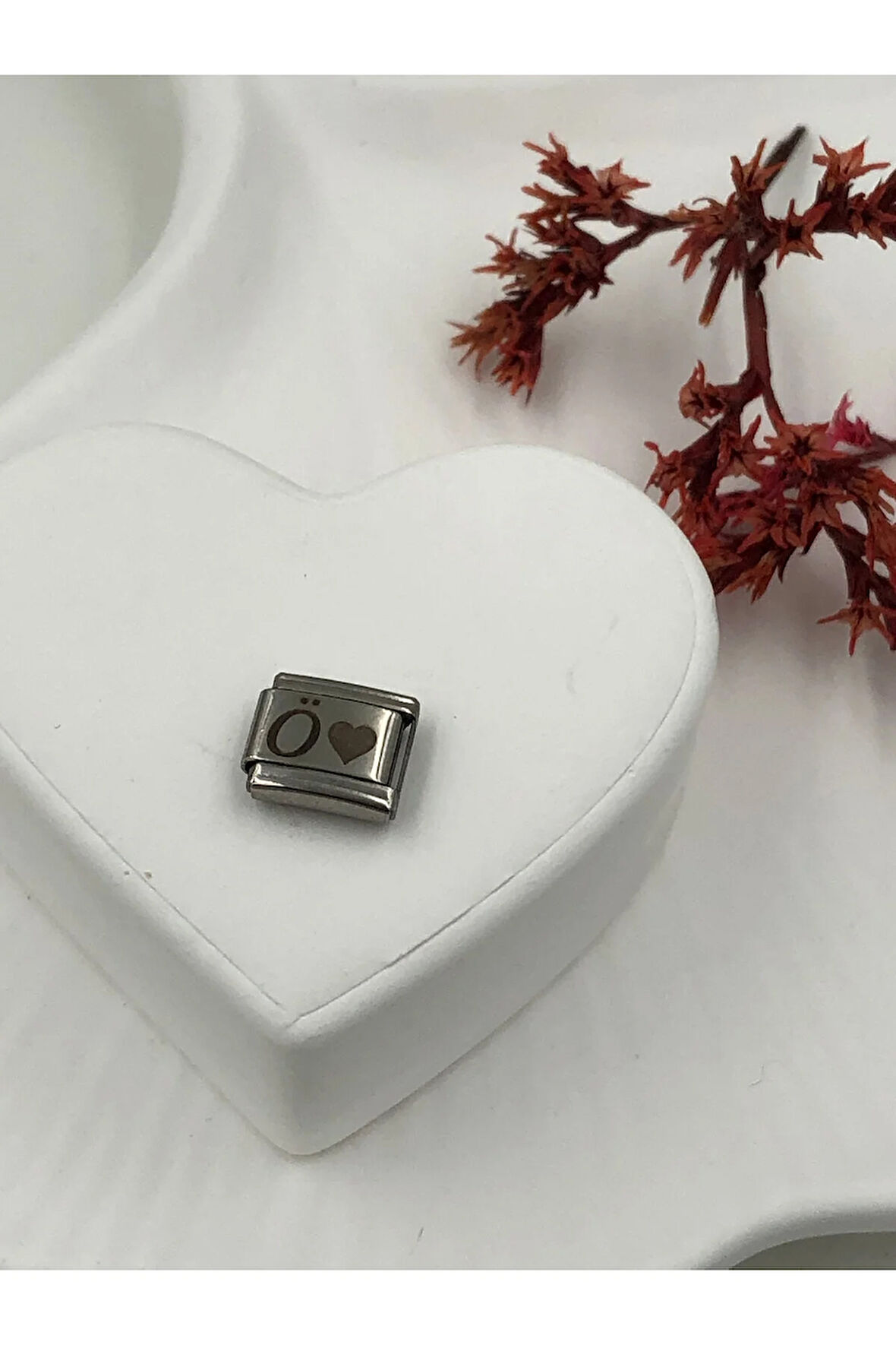 Ö Harfli Paslanmaz Çelik Italyan Charm Bileklik Kişiselleştirme Eki Link